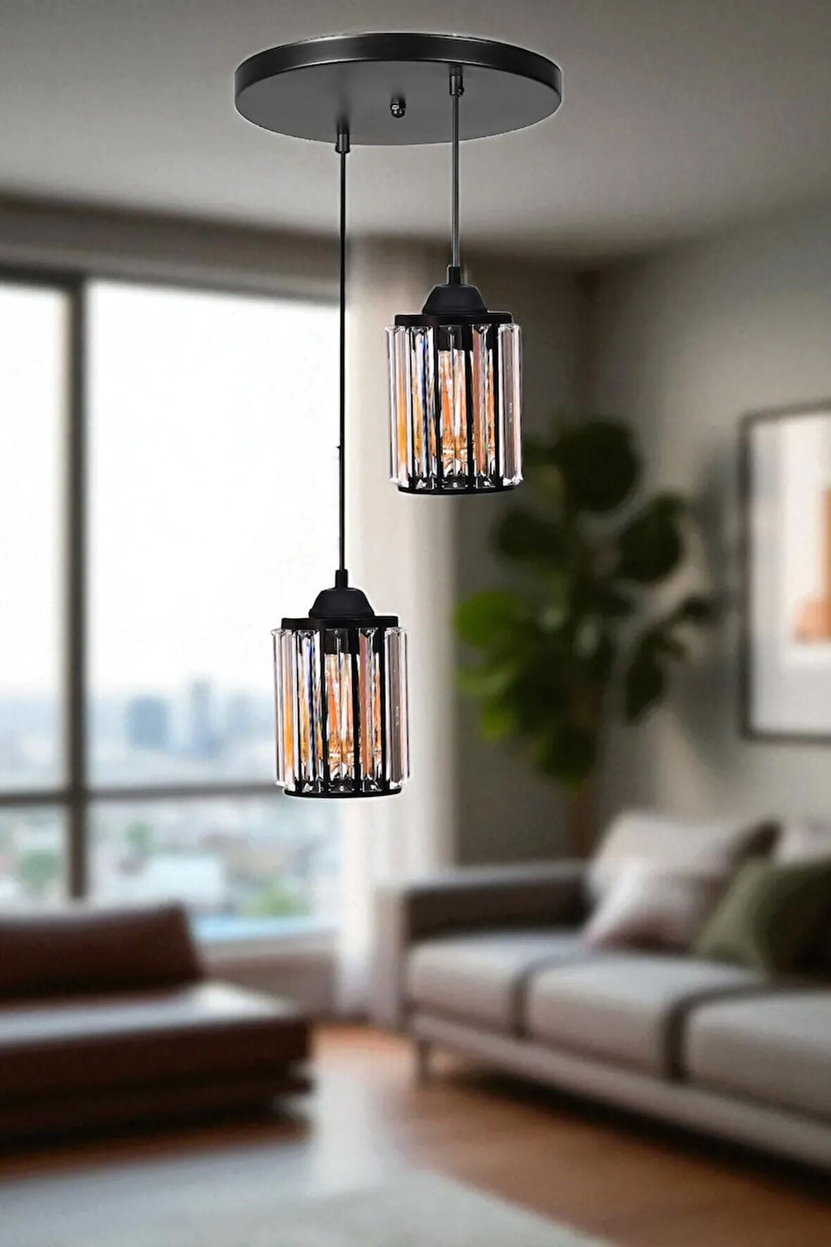 HUGO 2 Lİ TEPSİLİ SİYAH SARKIT