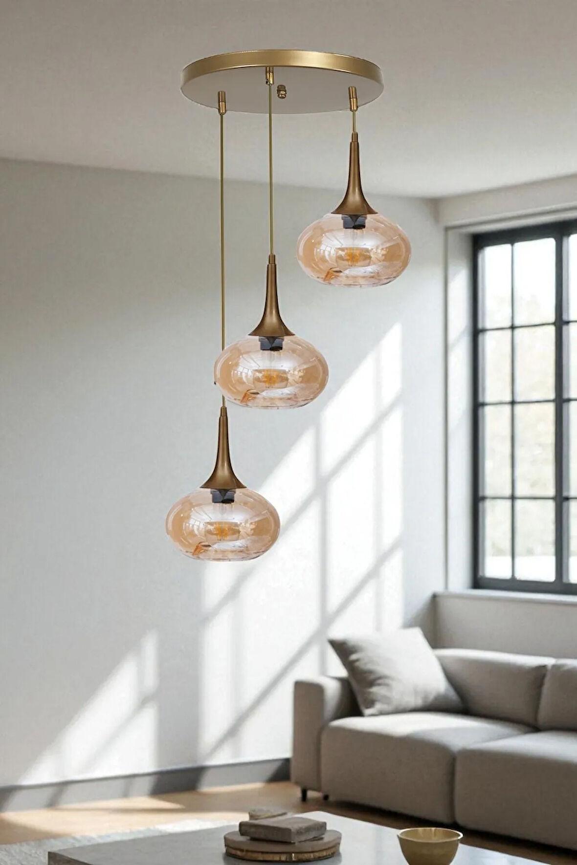 ZARA 3 LÜ TEPSİLİ ESKİTME BAL CAMLI SARKIT