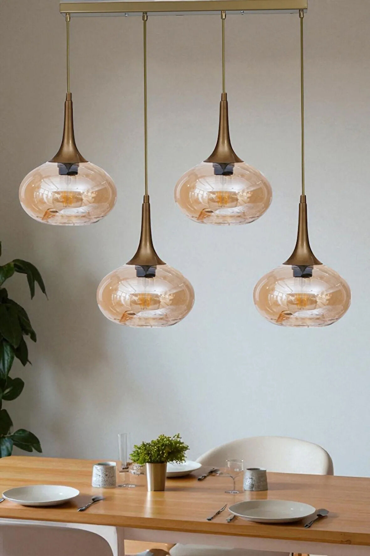 ZARA 4 LÜ SIRALI ESKİTME BAL CAMLI SARKIT