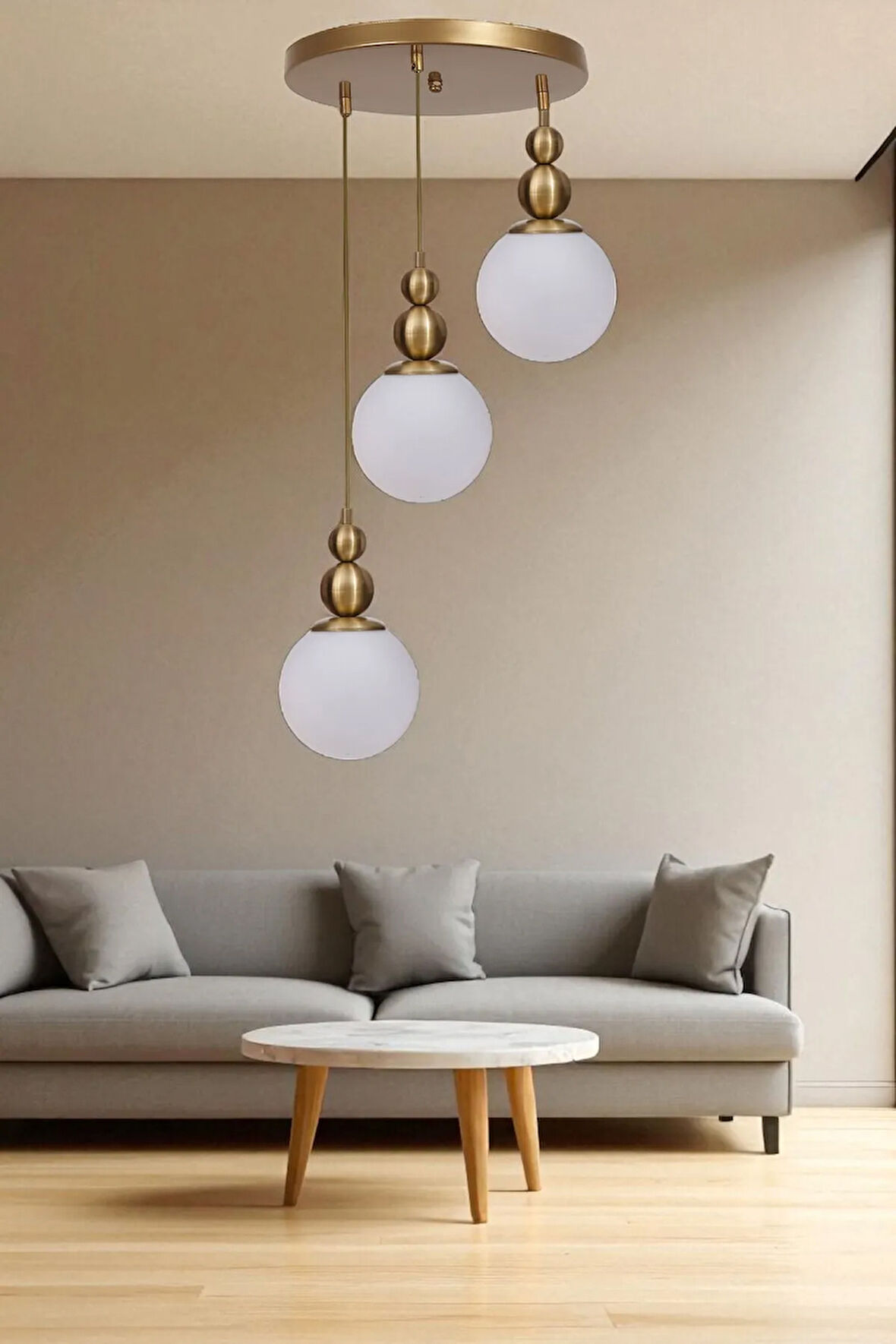 YAREN 3 LÜ TEPSİLİ ESKİTME BEYAZ CAMLI SARKIT