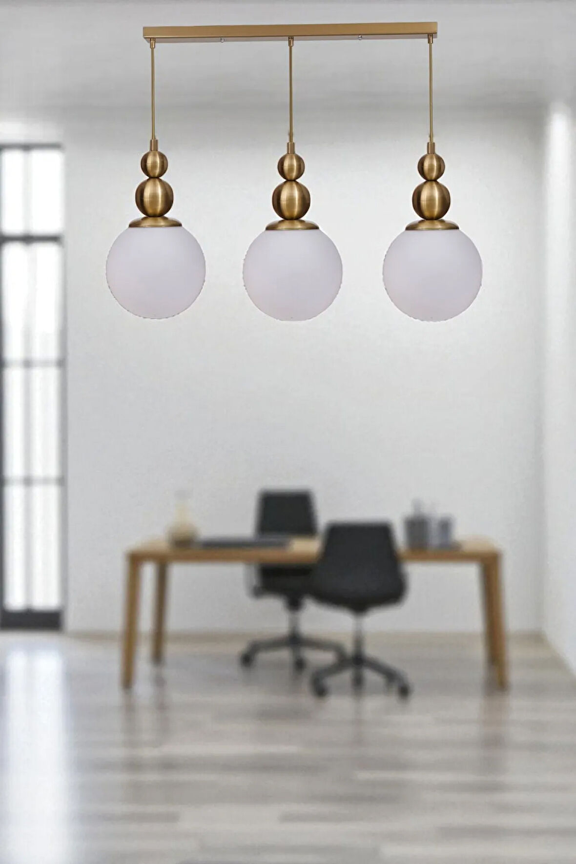 YAREN 3 LÜ SIRALI ESKİTME BEYAZ CAMLI SARKIT