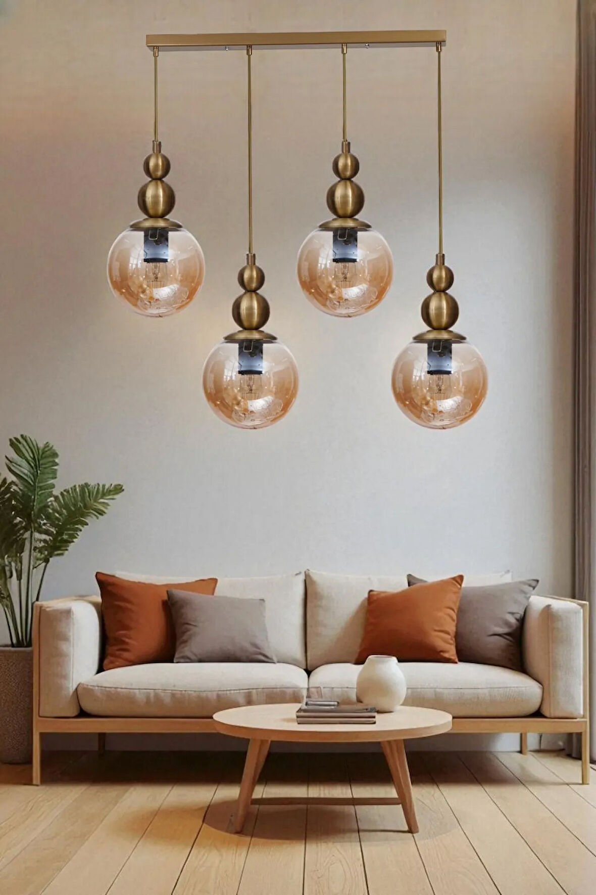 YAREN 4 LÜ SIRALI ESKİTME BAL CAMLI SARKIT