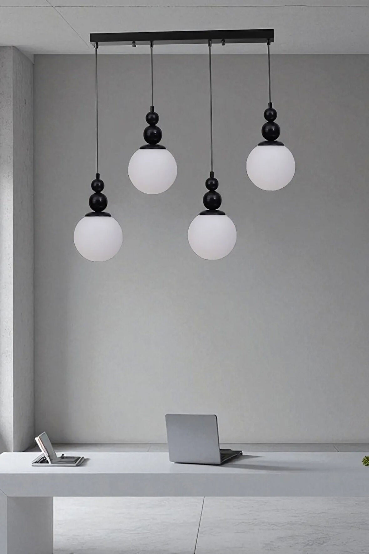 YAREN 4 LÜ SIRALI SİYAH BEYAZ CAMLI SARKIT