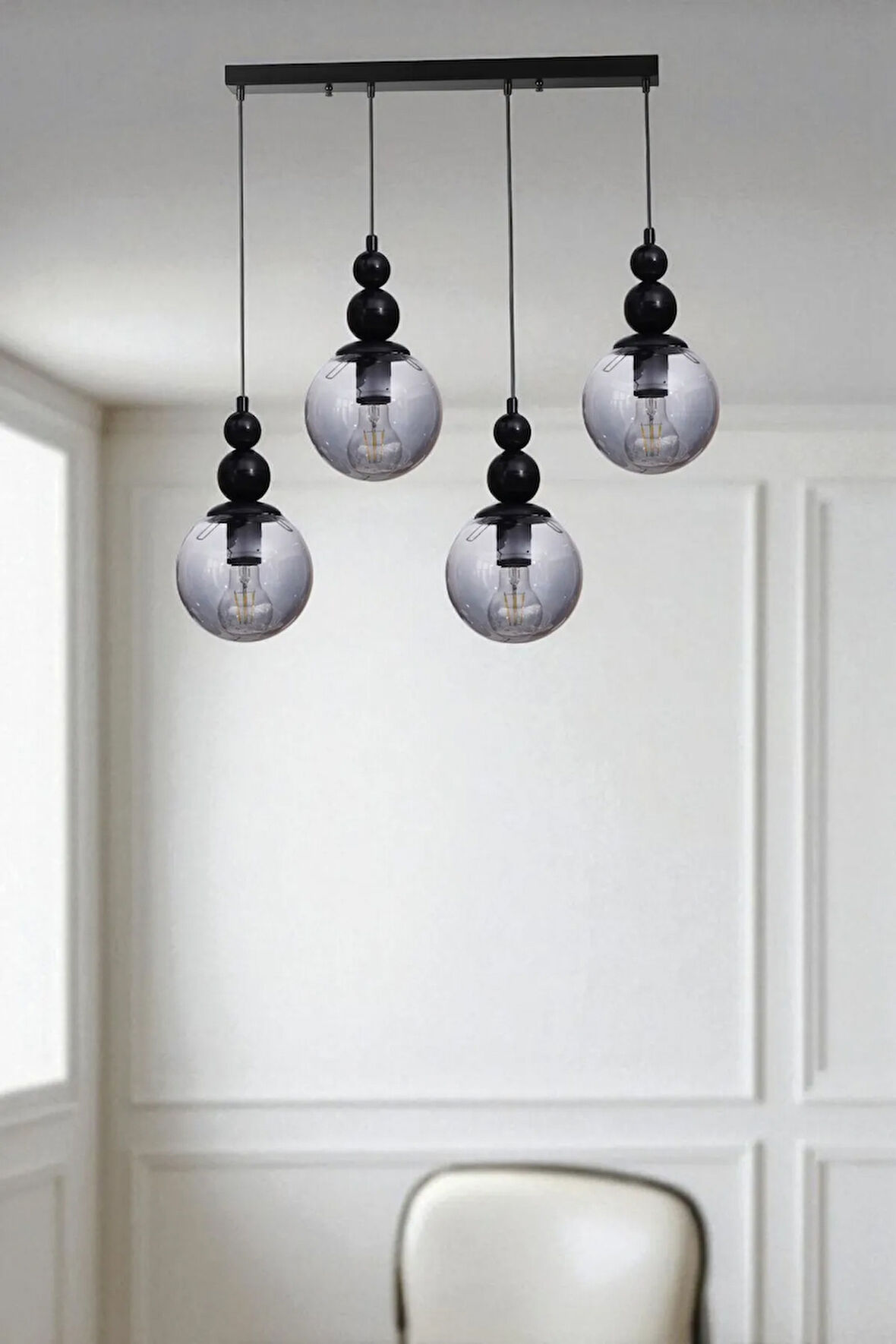 YAREN 4 LÜ SIRALI SİYAH FÜME CAMLI SARKIT