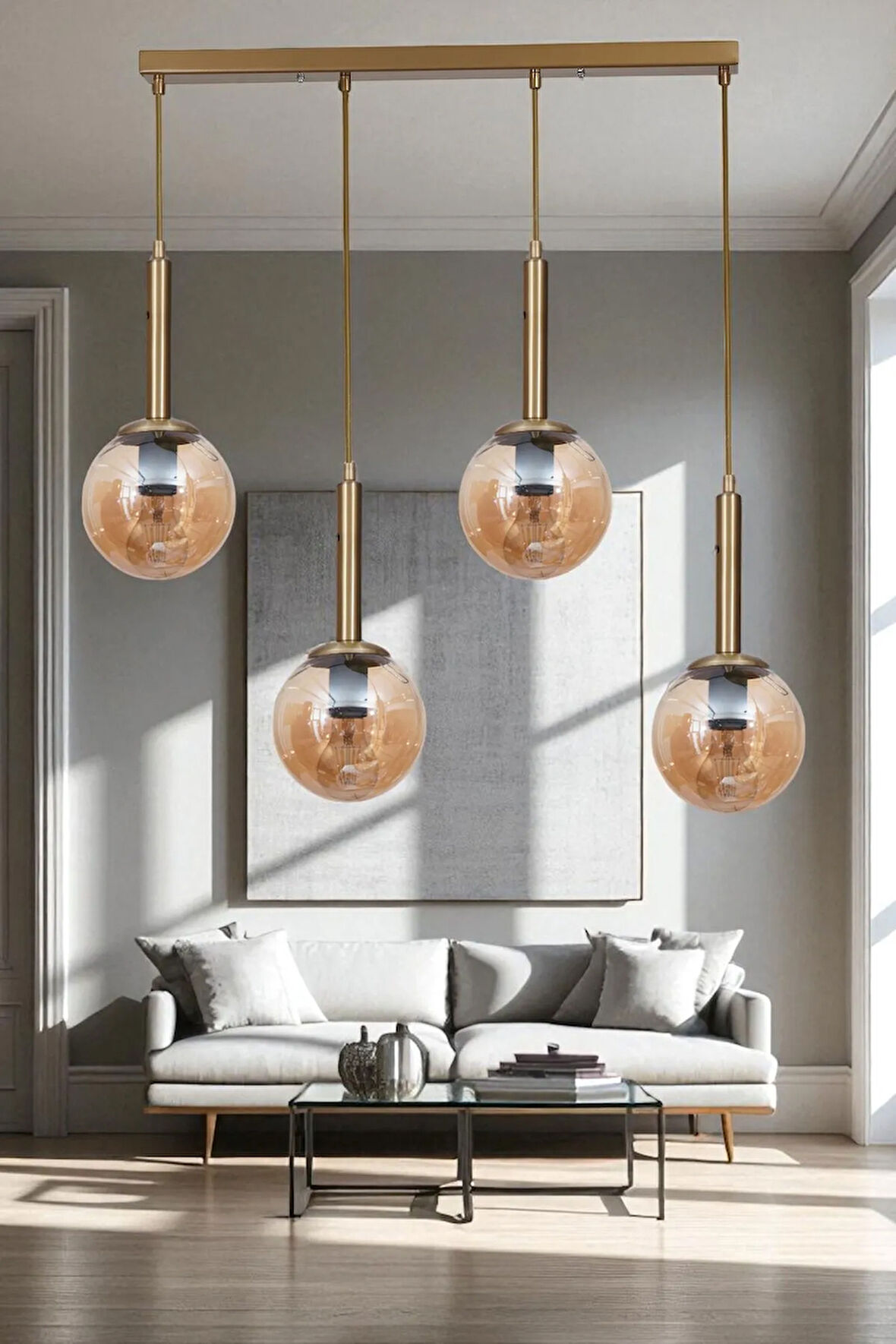 SEZGİ 4 LÜ SIRALI ESKİTME BAL CAMLI SARKIT