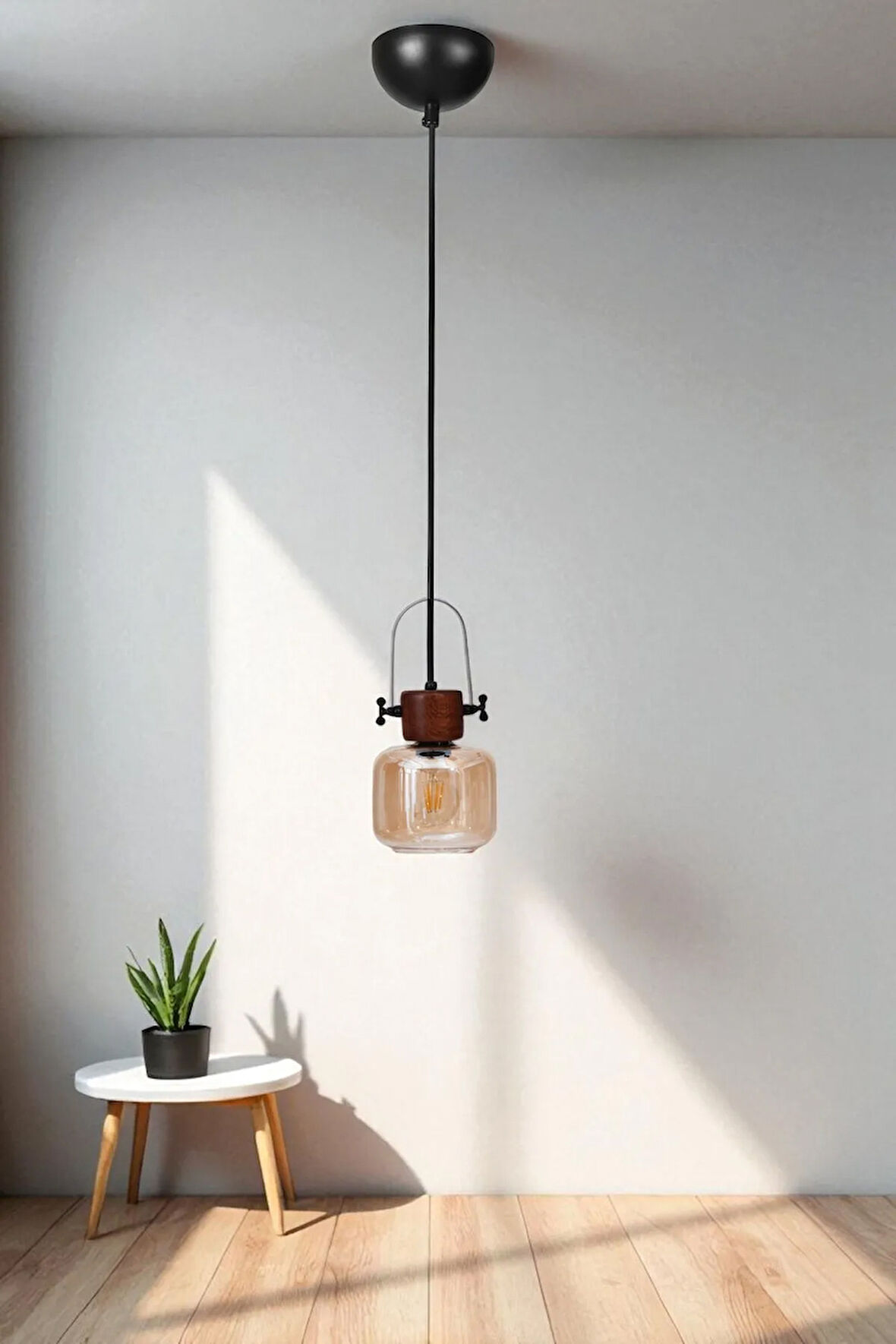 MASAL TEKLİ SİYAH BAL CAMLI SARKIT