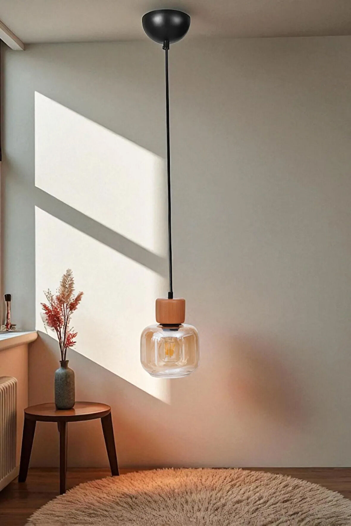 LİDYA TEKLİ SİYAH BAL CAMLI SARKIT