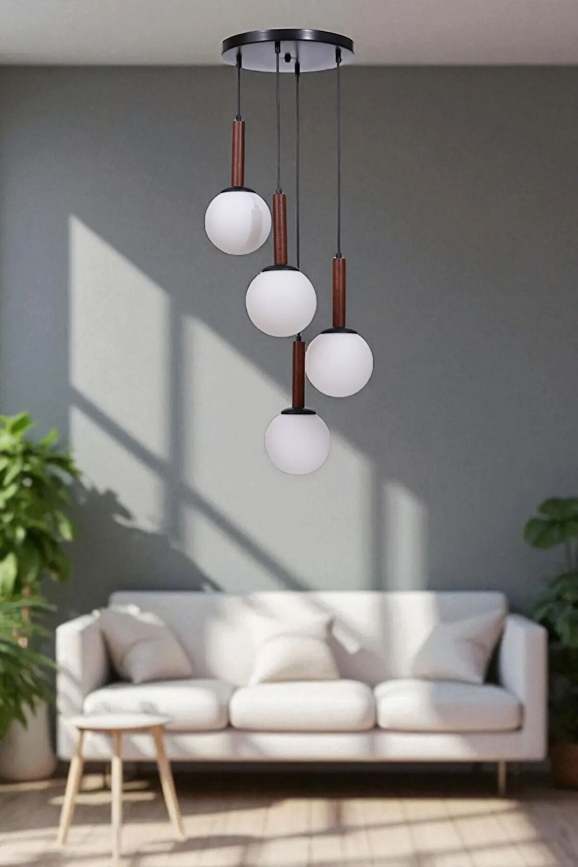 IŞIL 4 LÜ TEPSİLİ CEVİZ BEYAZ CAMLI SARKIT