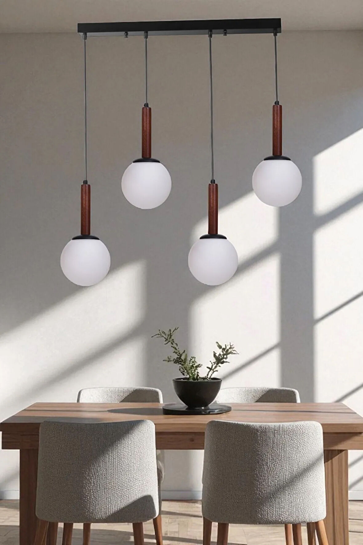 IŞIL 4 LÜ SIRALI CEVİZ BEYAZ CAMLI SARKIT