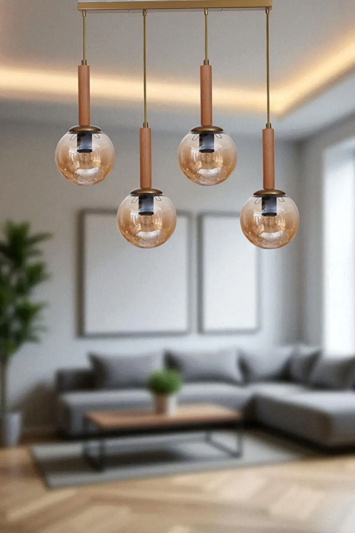 IŞIL 4 LÜ SIRALI NATUREL BAL CAMLI SARKIT