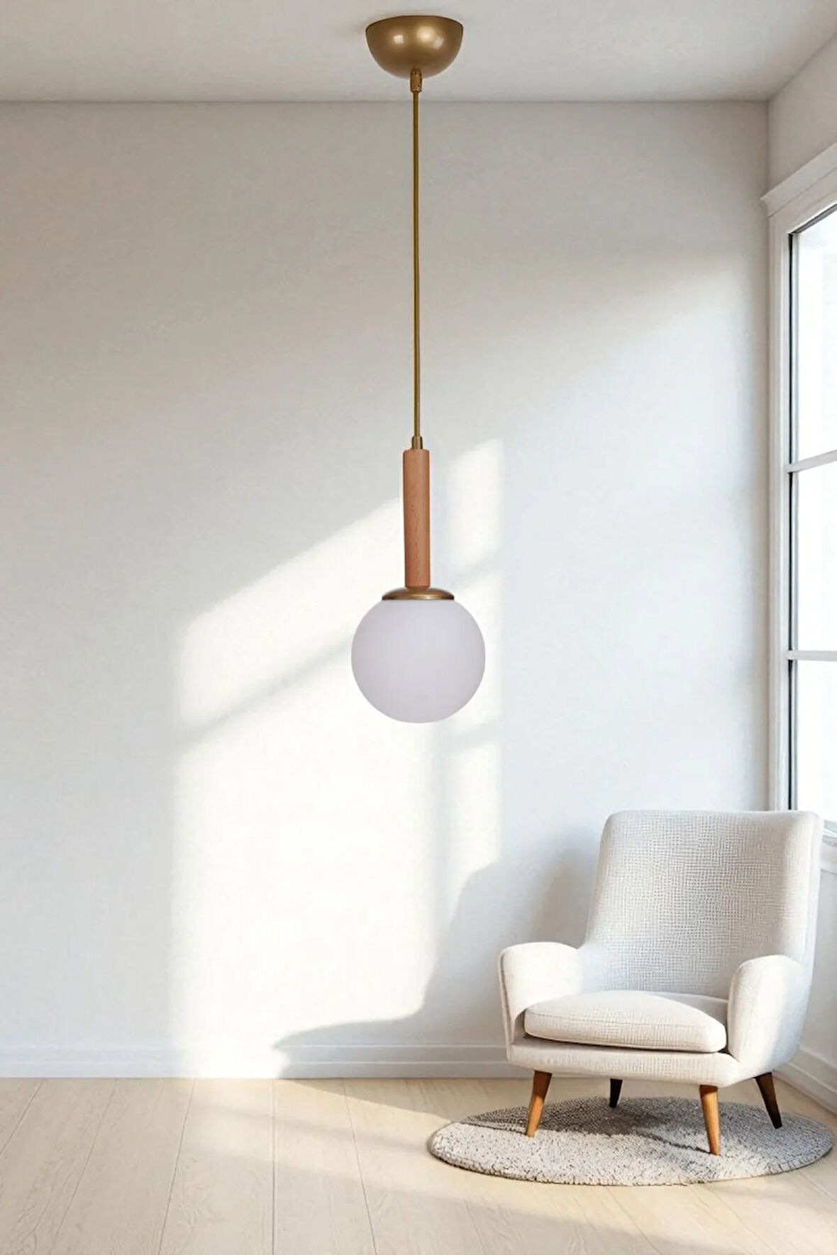 IŞIL TEKLİ NATUREL BEYAZ CAMLI SARKIT