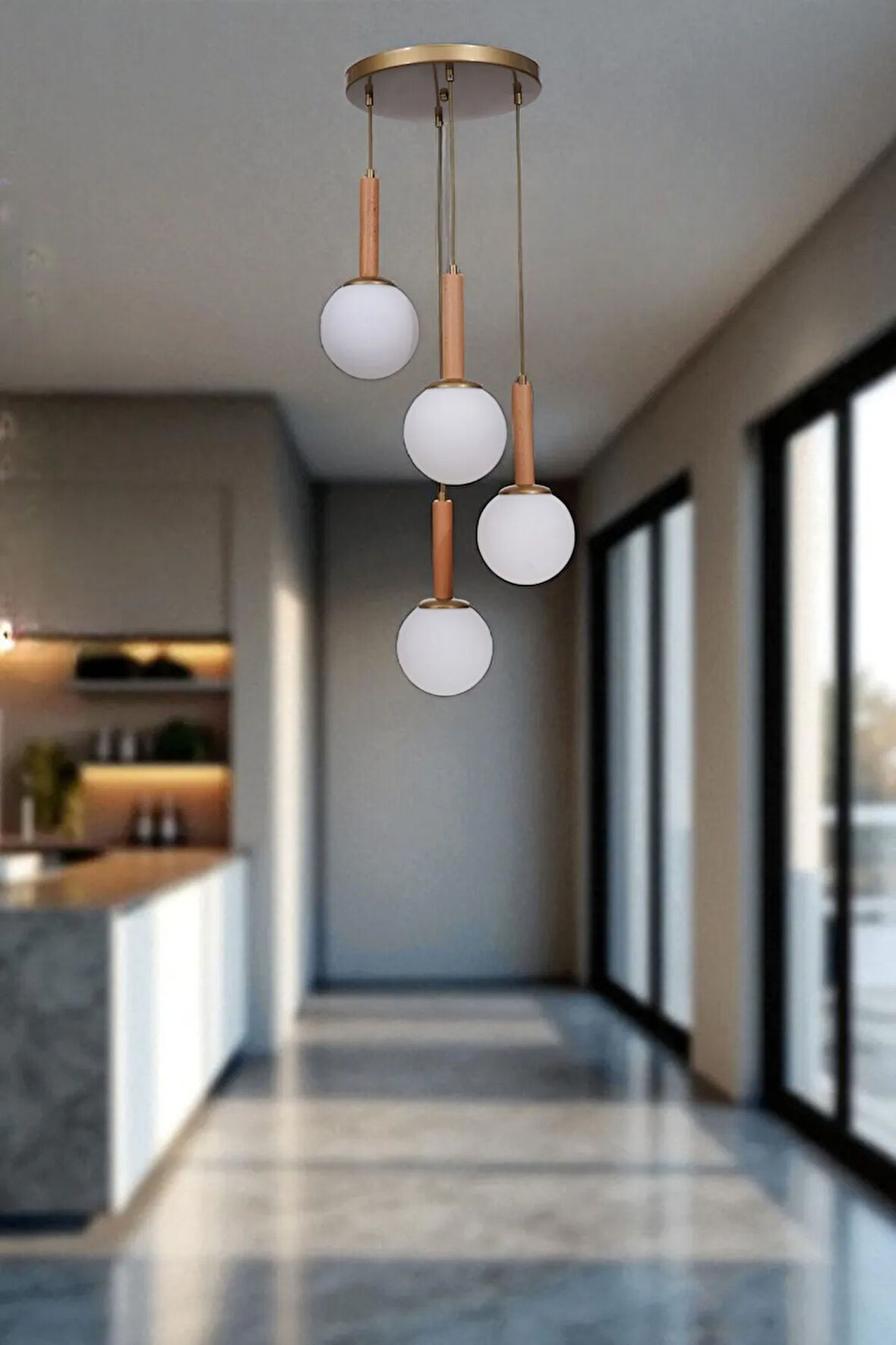 IŞIL 4 LÜ TEPSİLİ NATUREL BEYAZ CAMLI SARKIT