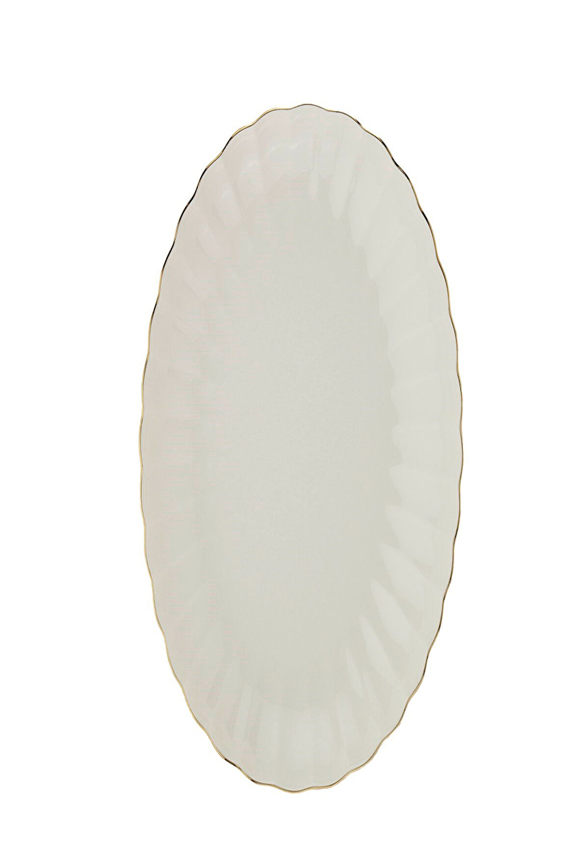 Kütahya Porselen Bone Luz Altın File Kayık Tabak 24x17cm Tekli BNLZF24KY20