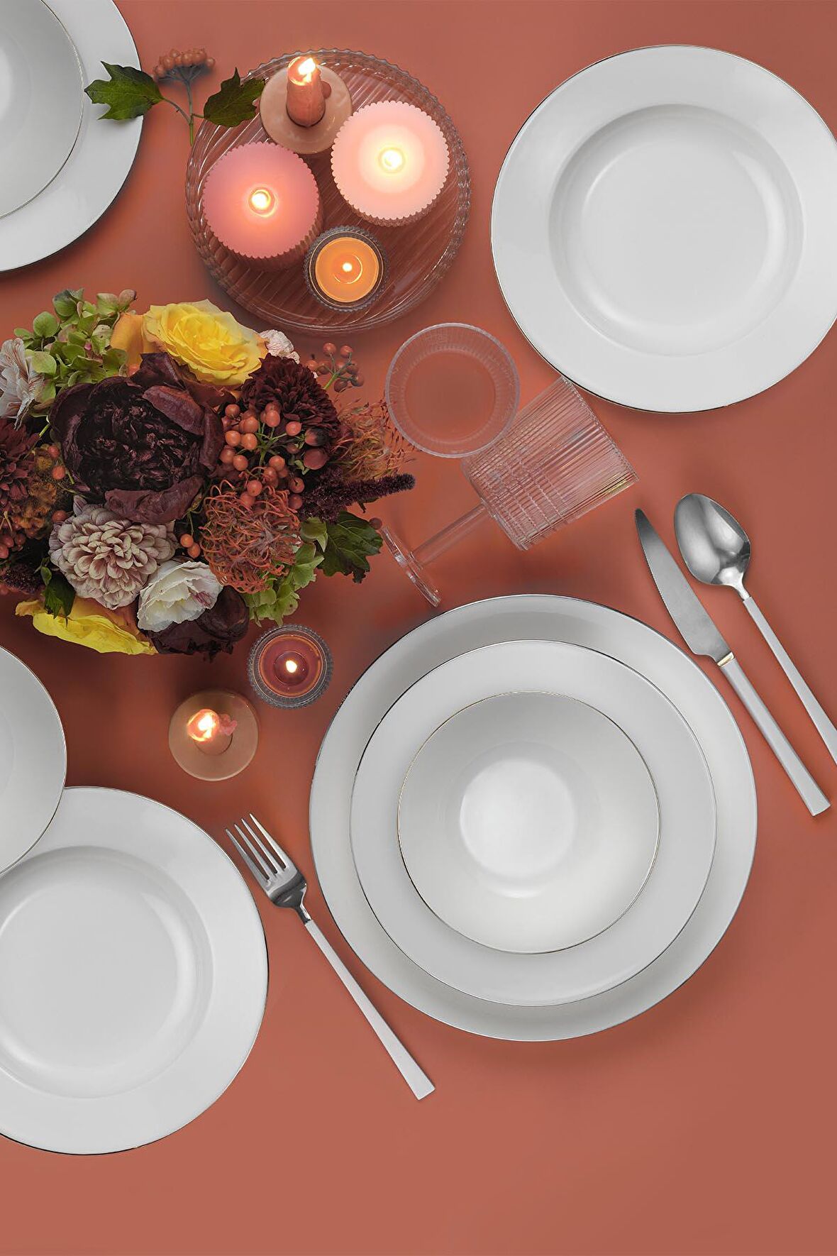 Bone Kalipso 18 Parça 6 Kişilik Yemek Takımı Platin File