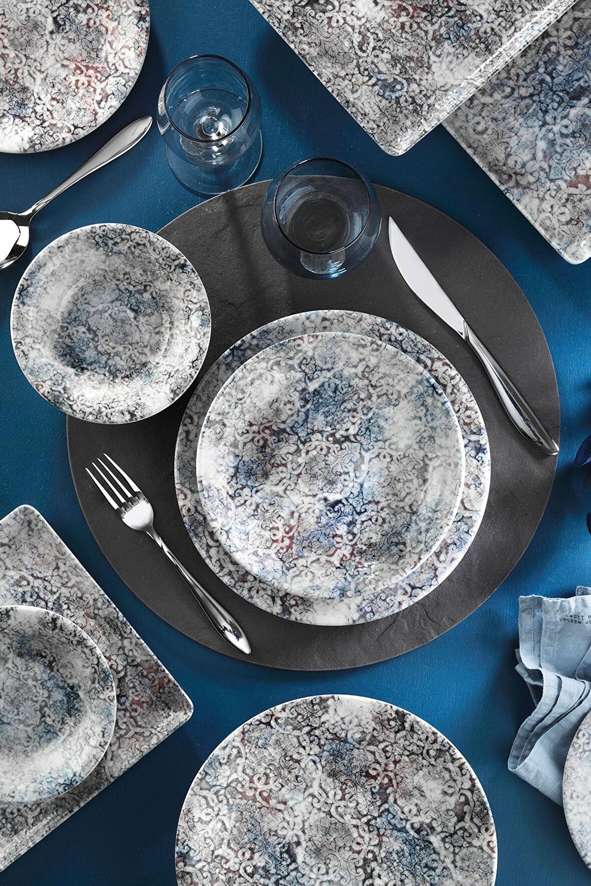 Nano Krem 24 Parça 6 Kişilik Modern Yuvarlak Porselen Yemek Takımı