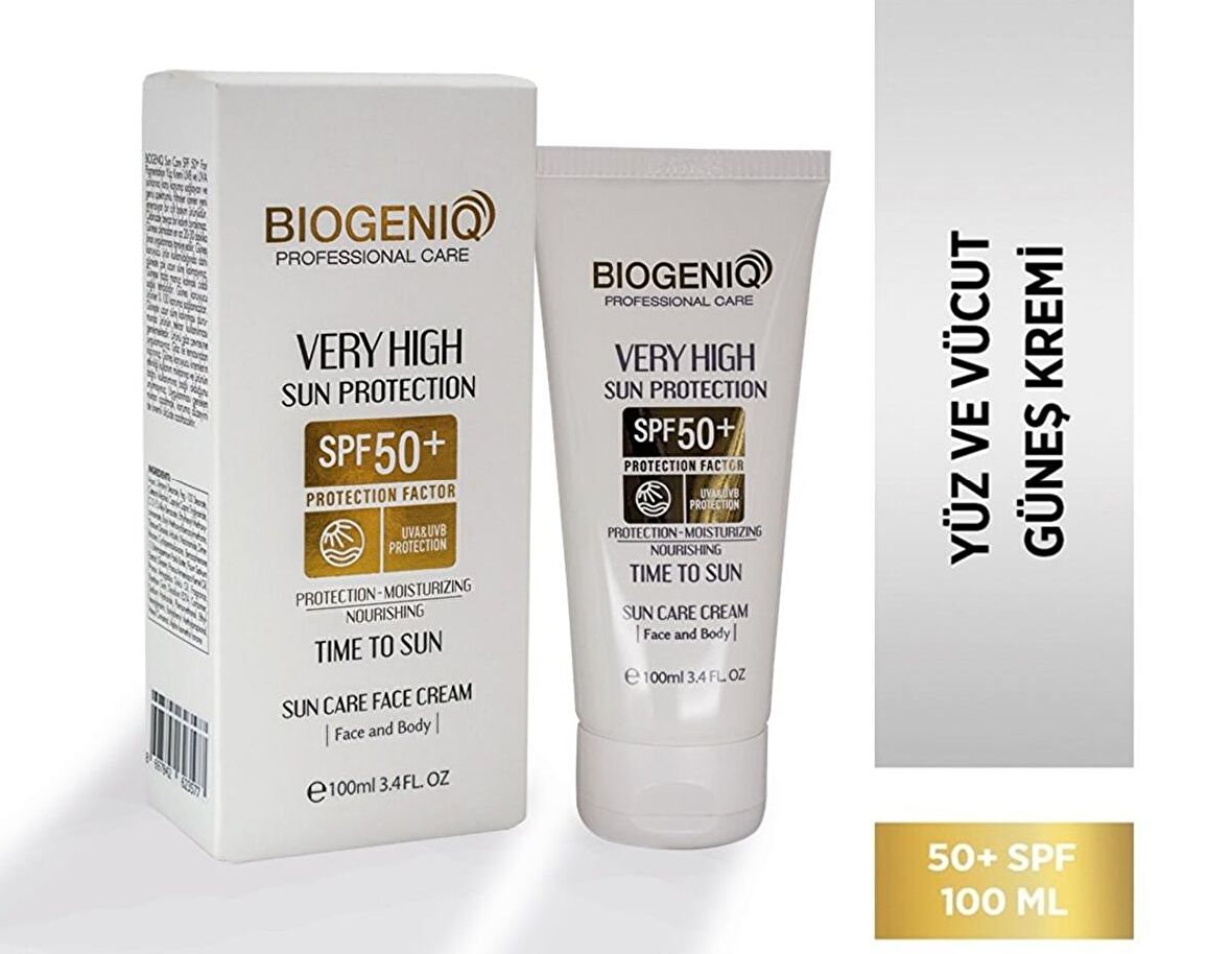 Biogeniq Sun 50+ Faktör Tüm Cilt Tipleri İçin Renksiz Güneş Koruyucu Krem 100 ml