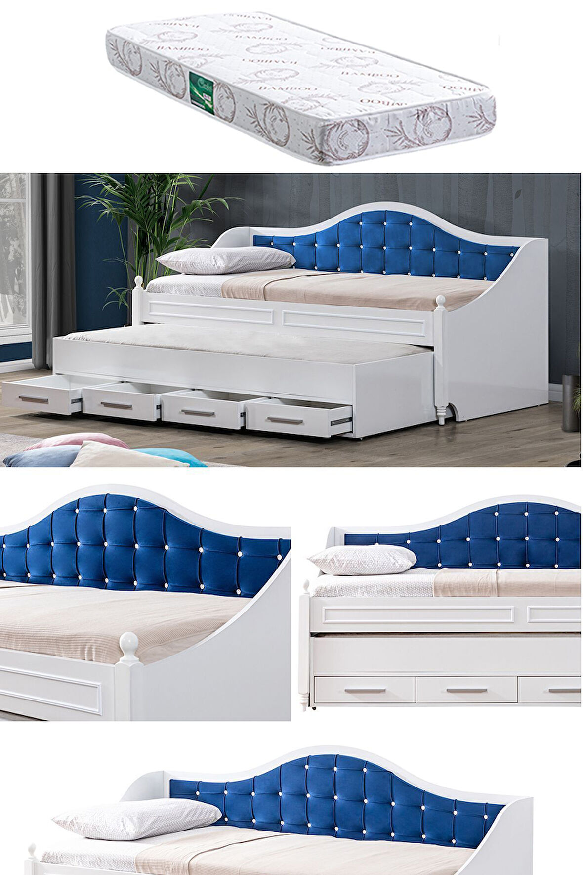 Yavrulu Karyola, Eymen Yavrulu Yatak - Mavi 1 Adet Comfort Yatak