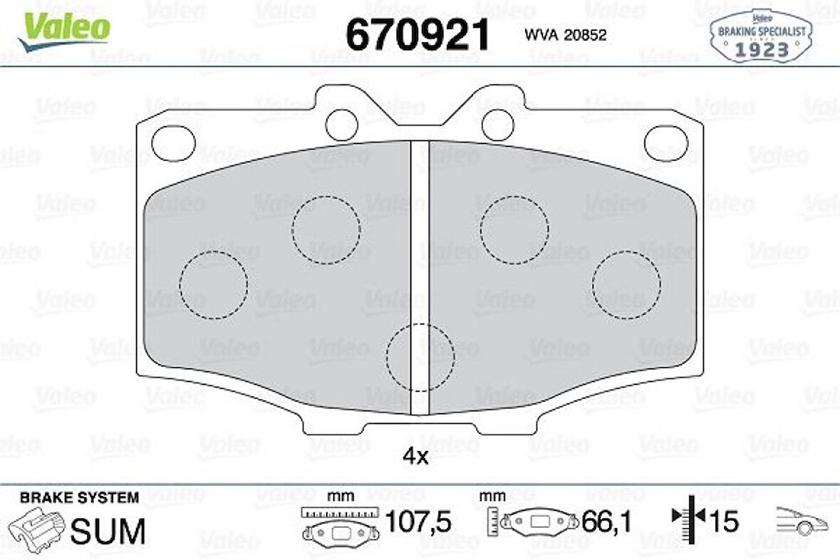 Toyota Ticarı On Fren Balatası Landcruıser 4.0 D 4x4 84>96 Hilux 3.0d 4x4 84>89 - Valeo 670921