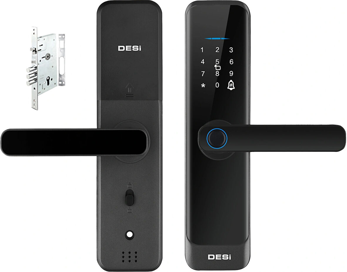 DESi QUiC Q015 Akıllı Kilit ve Kale Otomatik Kilitlenen Mekanik Kilit OS/Android Uyumlu - Parmak İzi -Tuş Takımı - Kart Okuyucu 