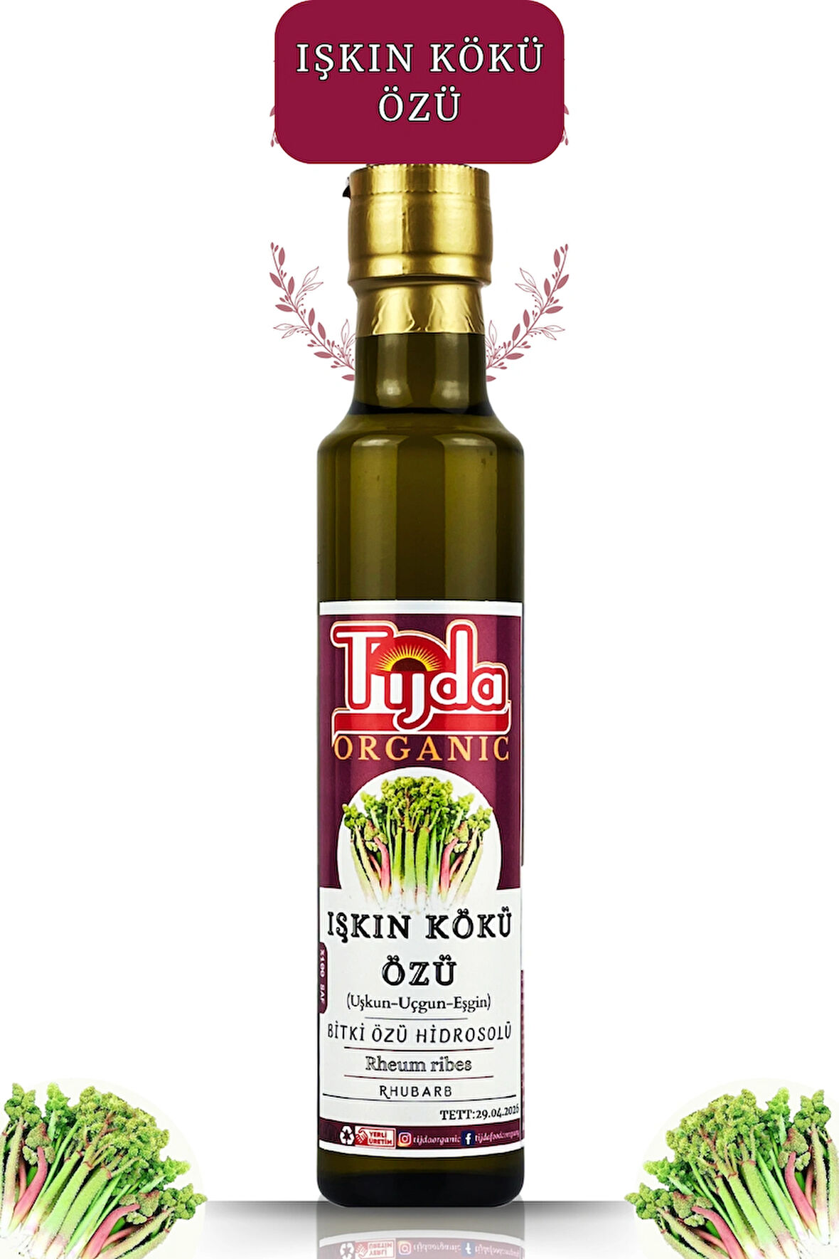 Işkın Kökü Özü Hidrosolü 250 ml Işgın Kökü, Rheum ribes, Iskın root hydrosol