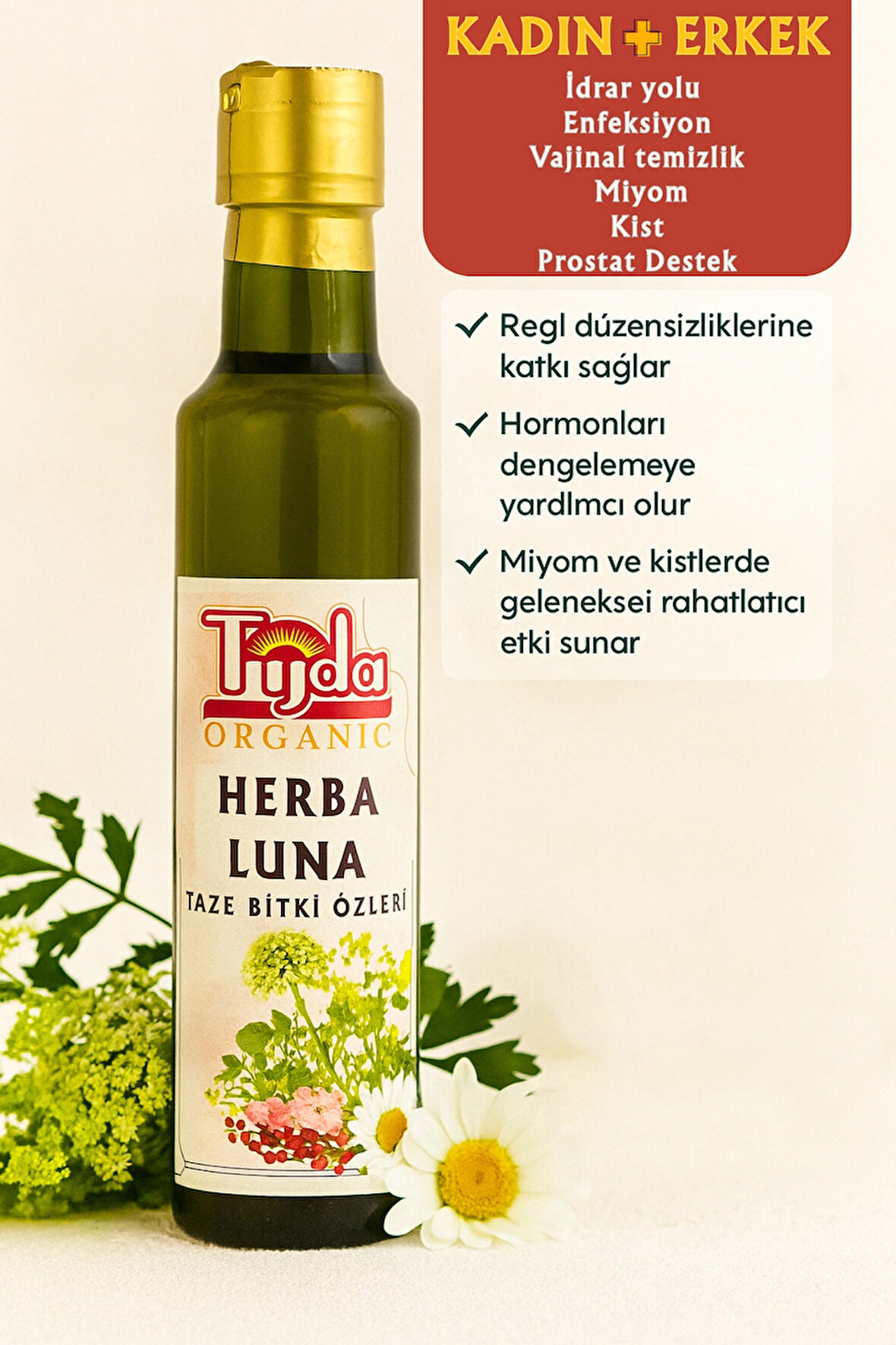 Herba Luna Kadın-Erkek , Vajinal temizlik Miyom Kist Destek 250 ml
