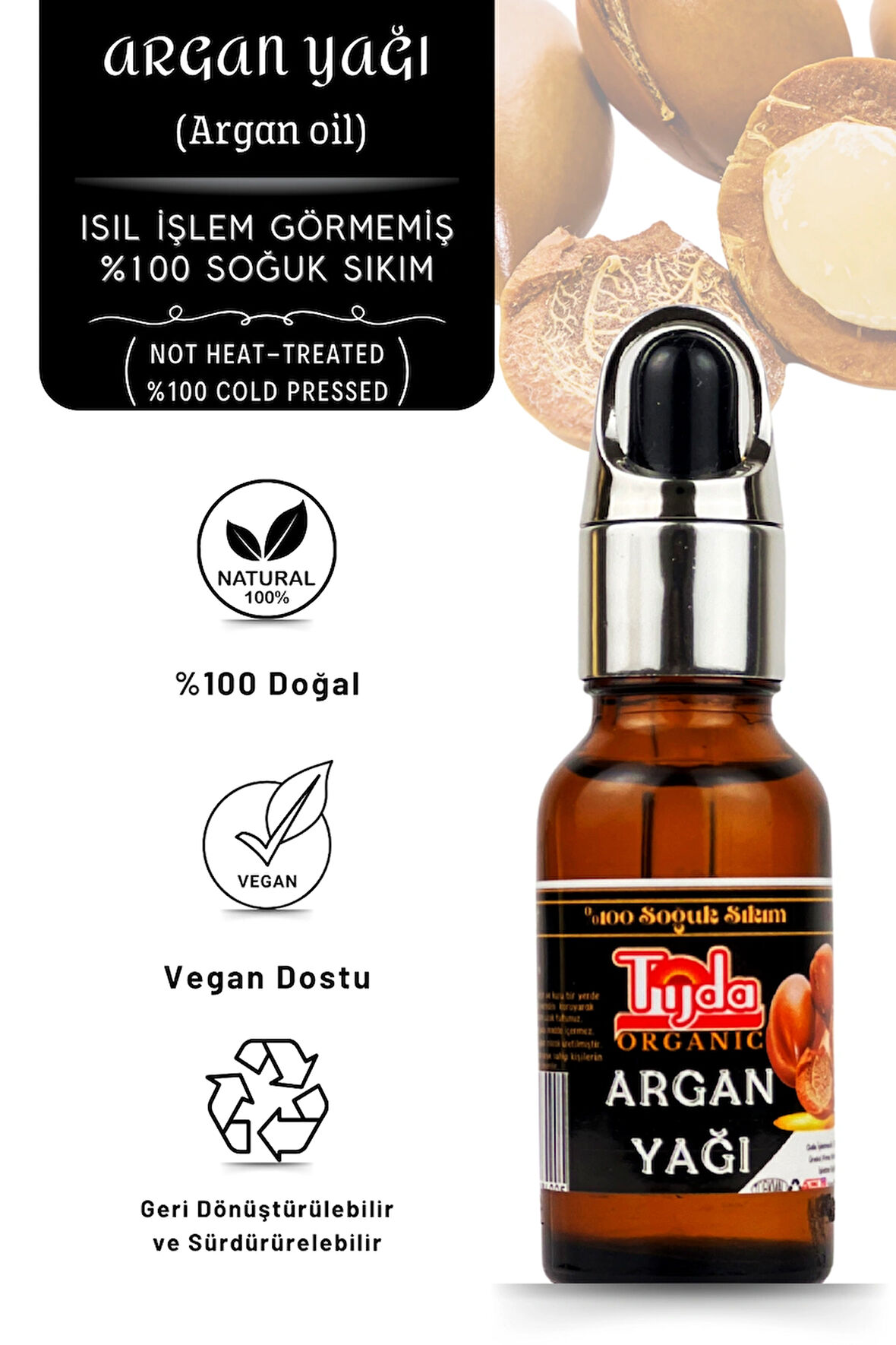 Argan Yağı %100 Soğuk Sıkım 20ml (argan oil)