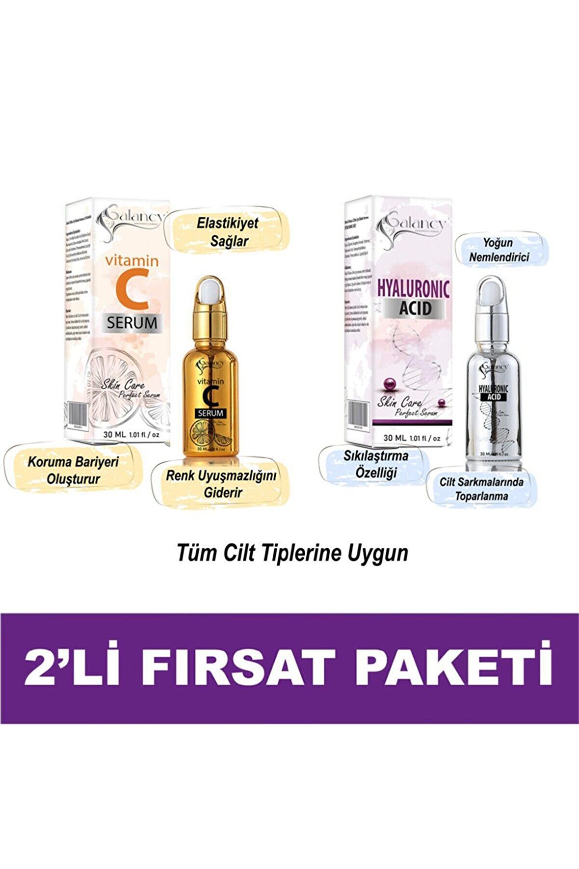 Galancy Yaşlanma Karşıtı C Vitaminli 30 Yaş + Gece-Gündüz Yüz ve Boyun Serumu 30 ml 