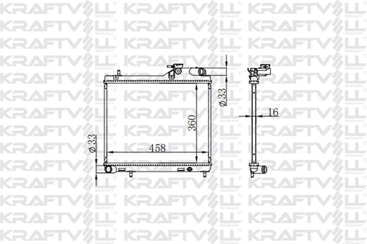 Hyundaı Motor Su Radyatoru Accent Admıra 03 05 1,5 Dizel 3 Silindir Manuel (360*458*16) Brazıng (mt) - Kraftvoll 08040059