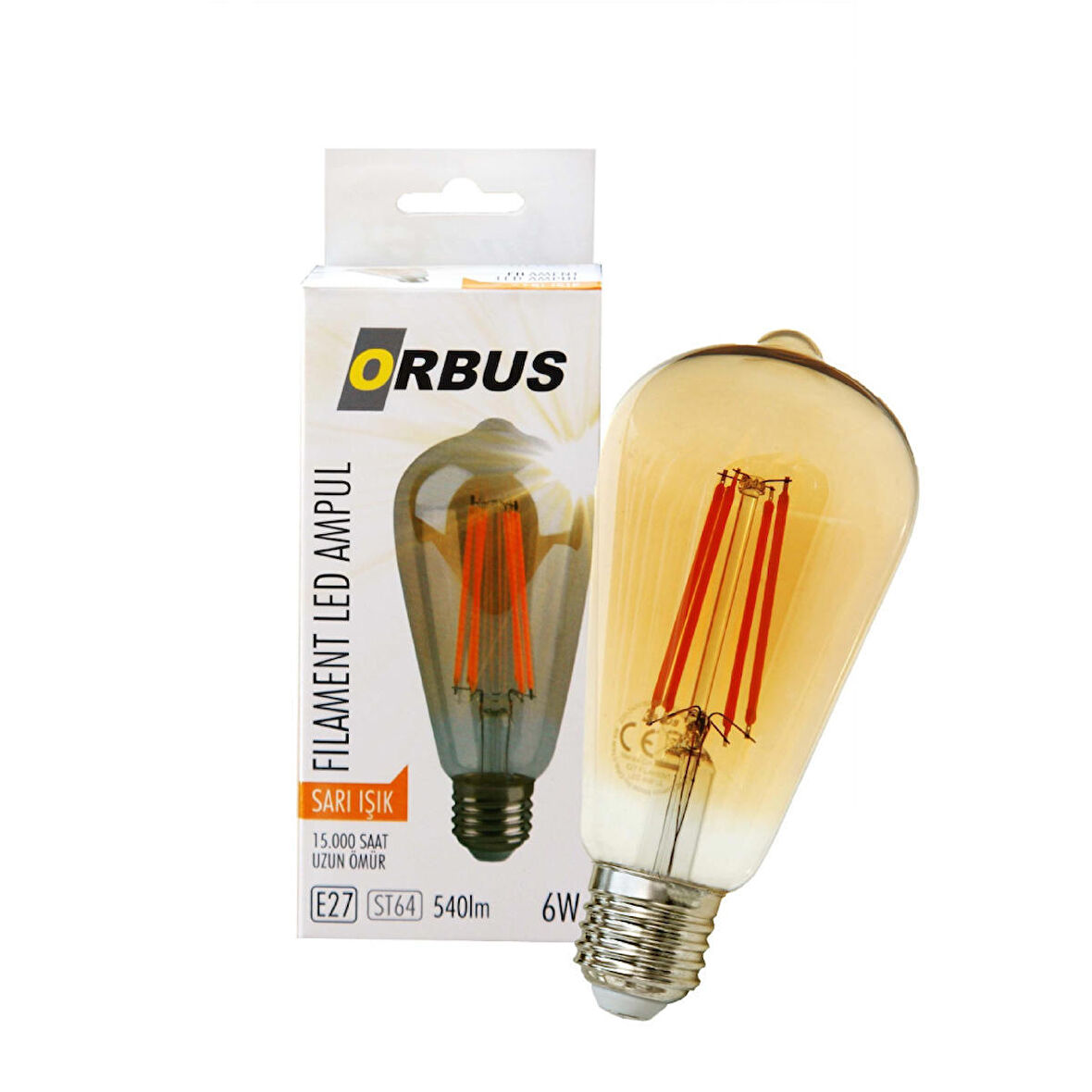 Orbus ST6W AMBER AMPUL E27 540Lm