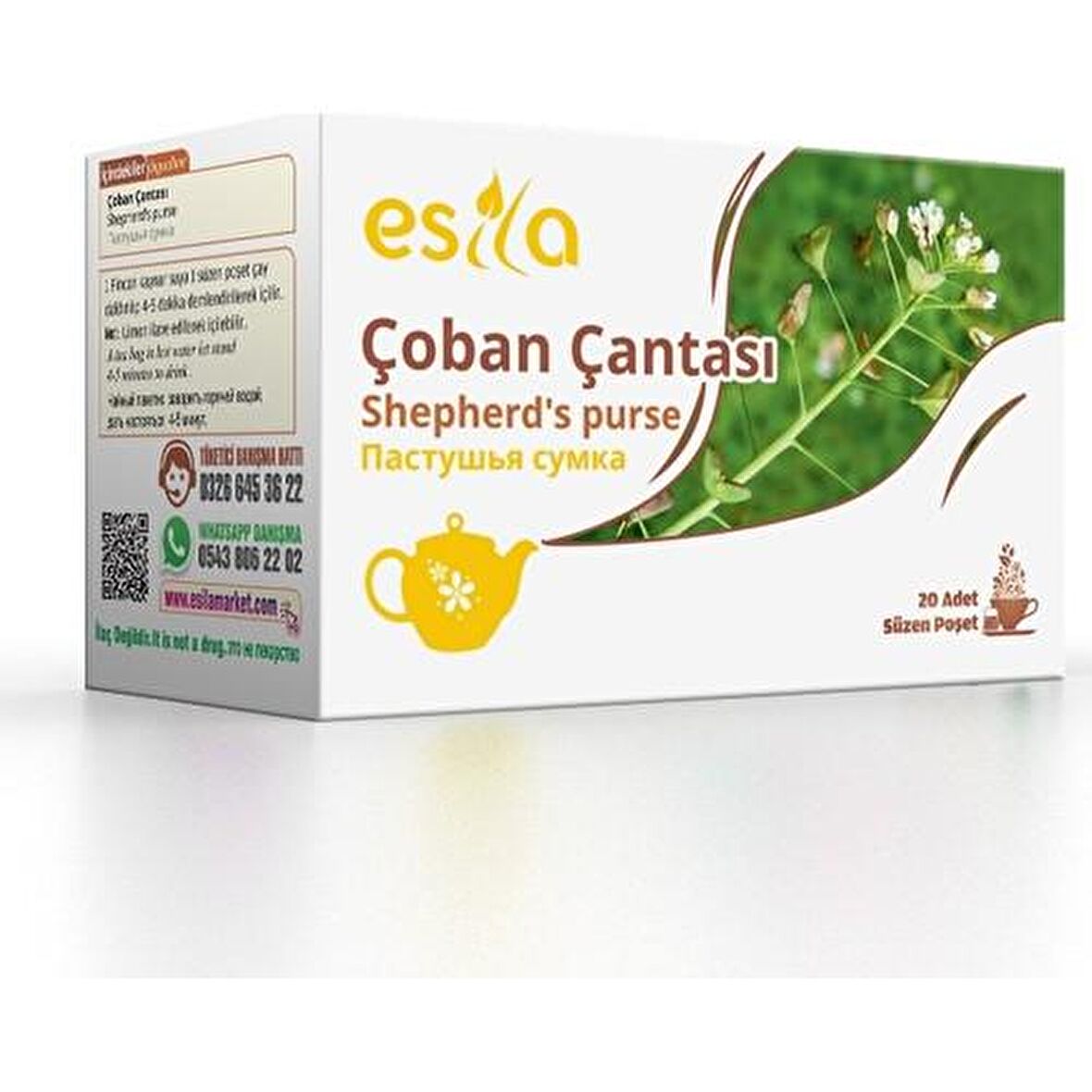 Esila Çoban Çantası Organik Demlik Poşet Bitki Çay 40 gr 20'li 