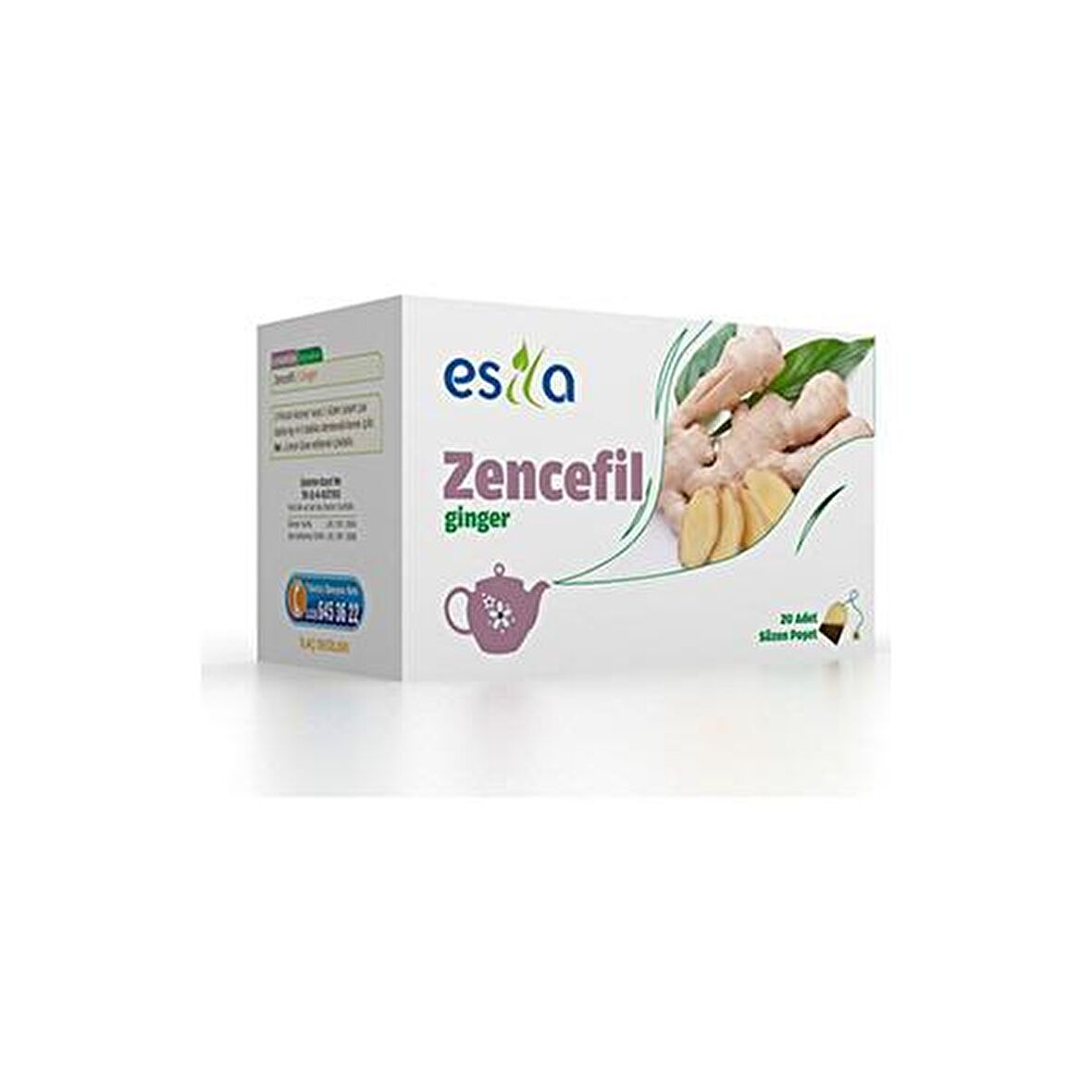 Esila Zencefilli Organik Demlik Poşet Bitki Çay 40 gr 20'li 