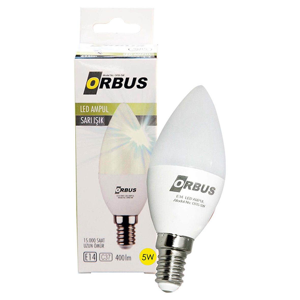 ORBUS ORB-5WS C37 E14 5 WATT 400 LÜMEN SARI TASARRUFLU AMPÜL