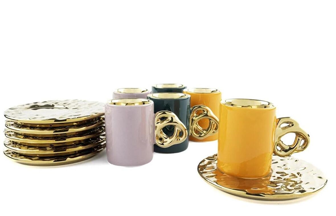 Mikasa Moor Lalin Gold 3 Renkli Asorti Gold 6lı Kahve Fincanı Seti 90cc P353.371272