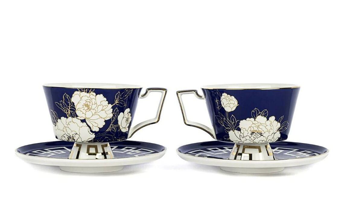 Peonia Mavi 2li Çay Fincanı Seti 240cc P367.389215