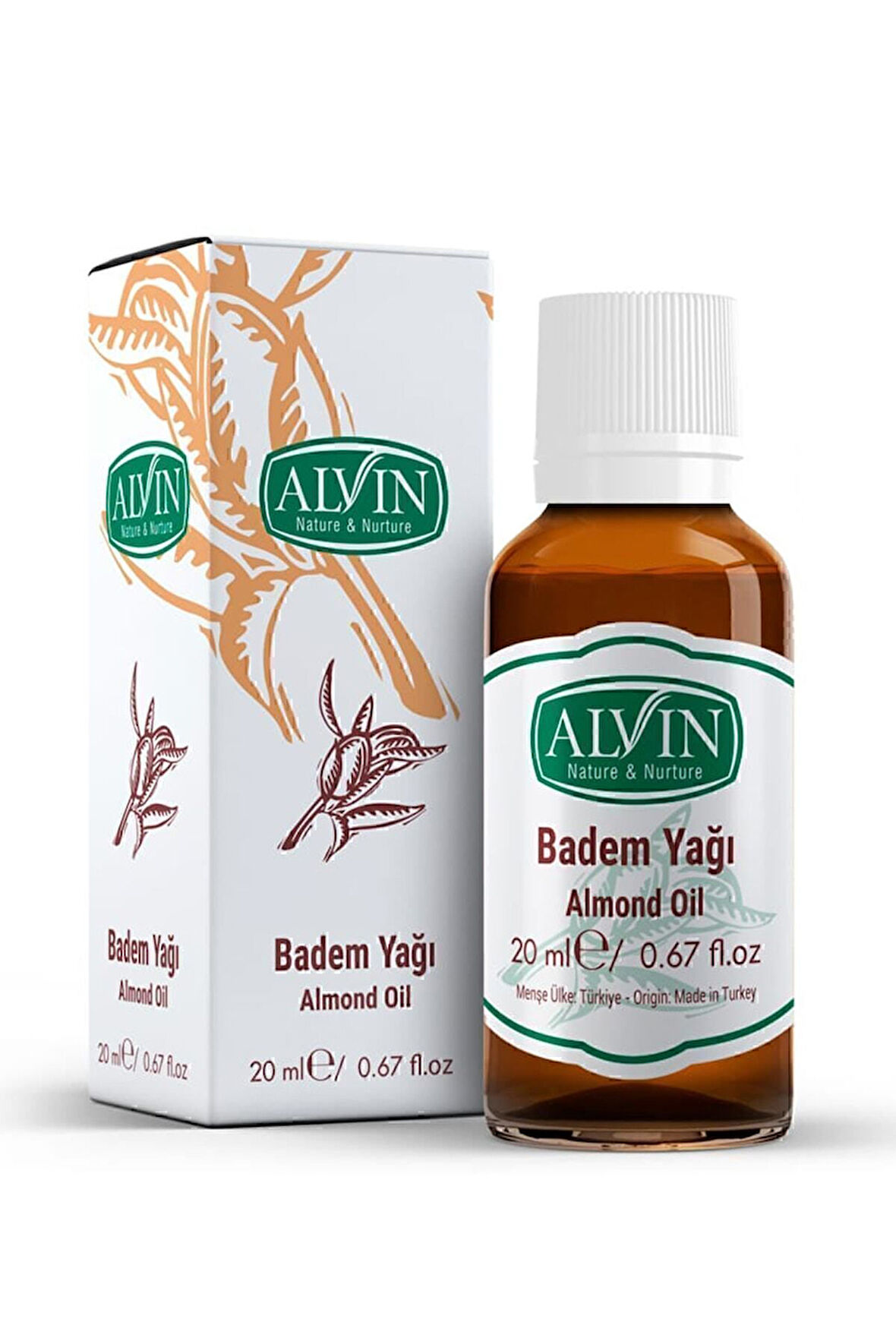 Badem Yağı (Almond Oil), Doğal, 20 ml