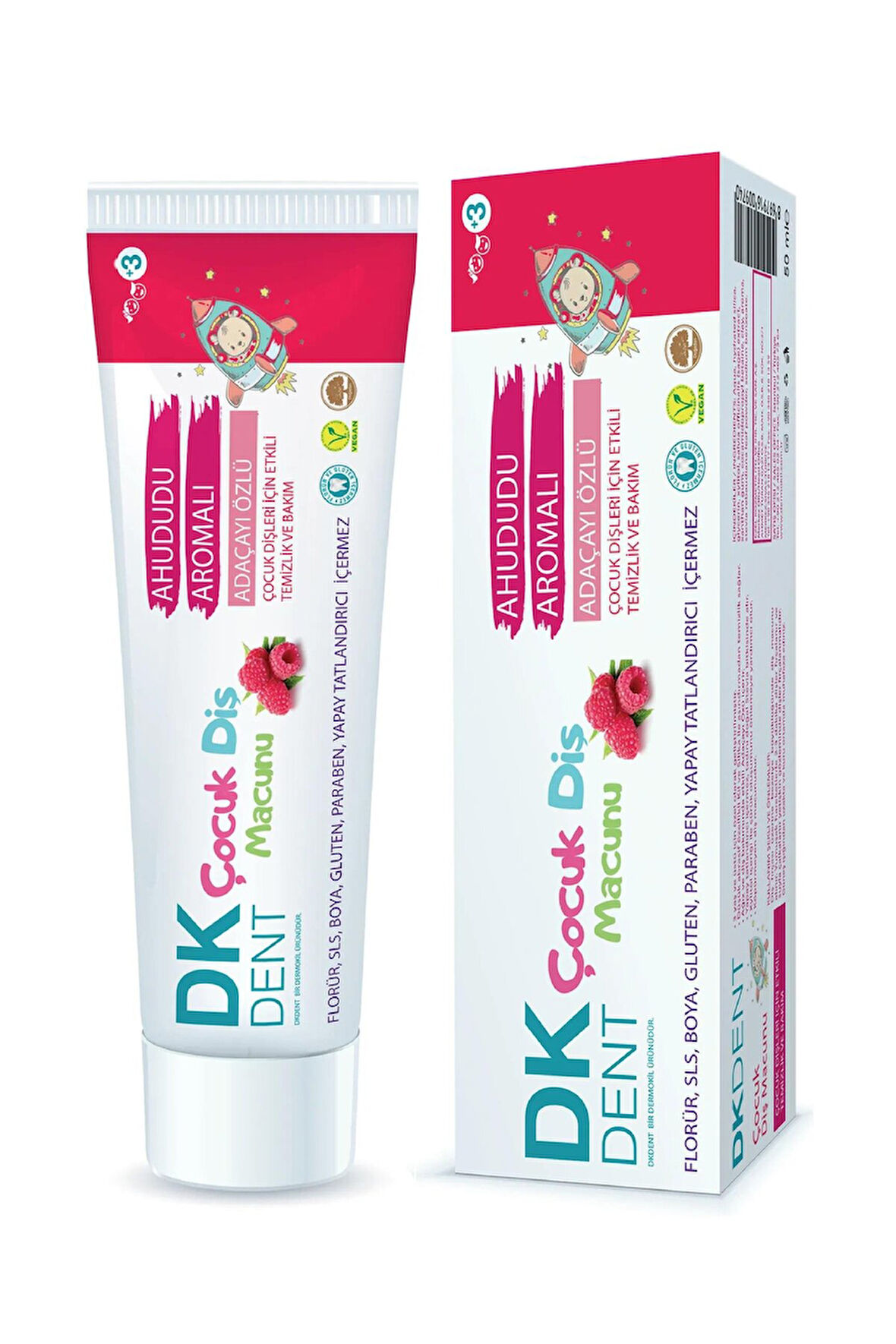ÇOCUK DİŞ MACUNU FIRÇA HEDİYELİ DK DENT RASBERRY FLAVORED SAGE EXTRACT 50 ML 86979116000457