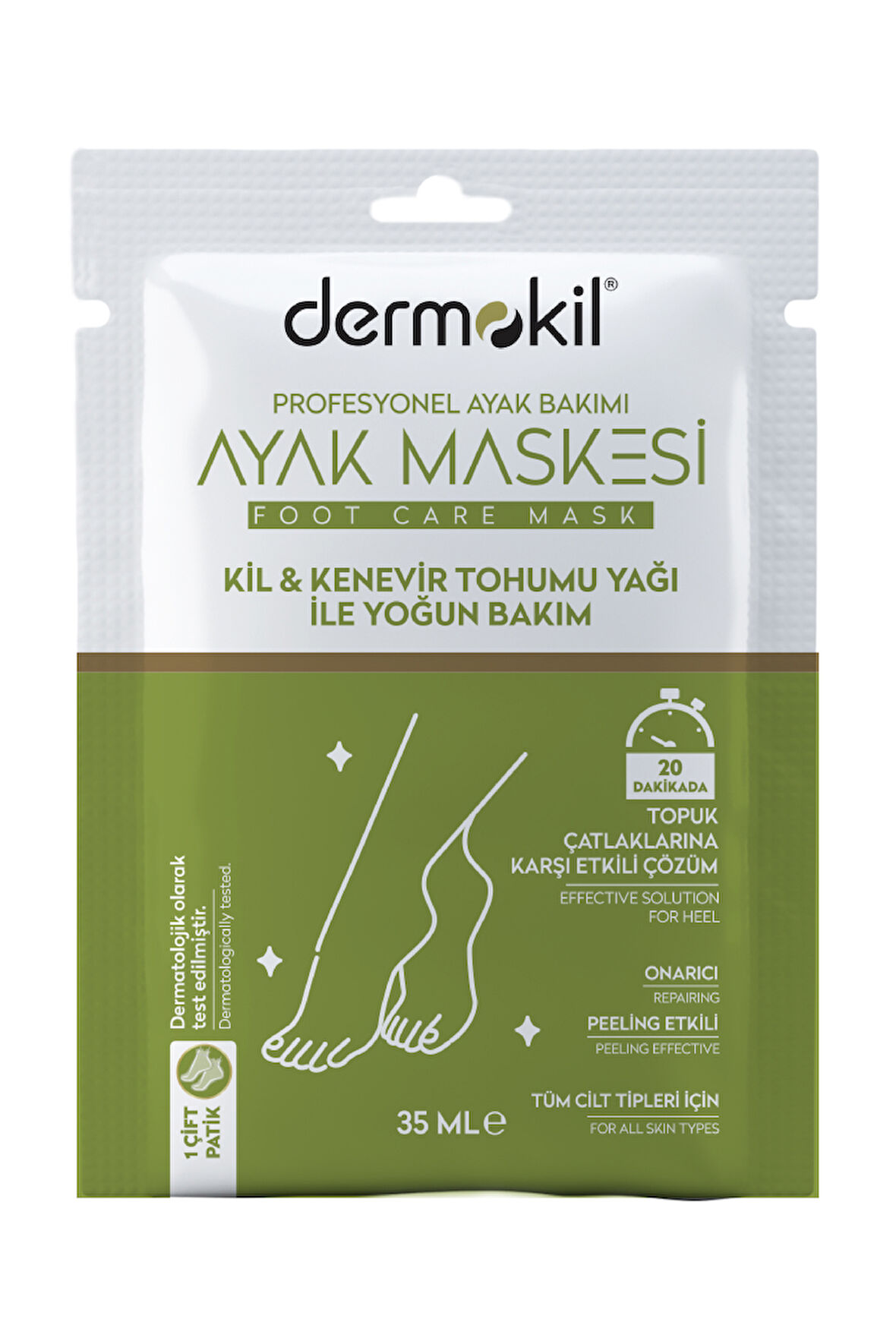 DERMOKİL  KİL & KENEVİR YAĞLI AYAK MASKESİ 35 ML