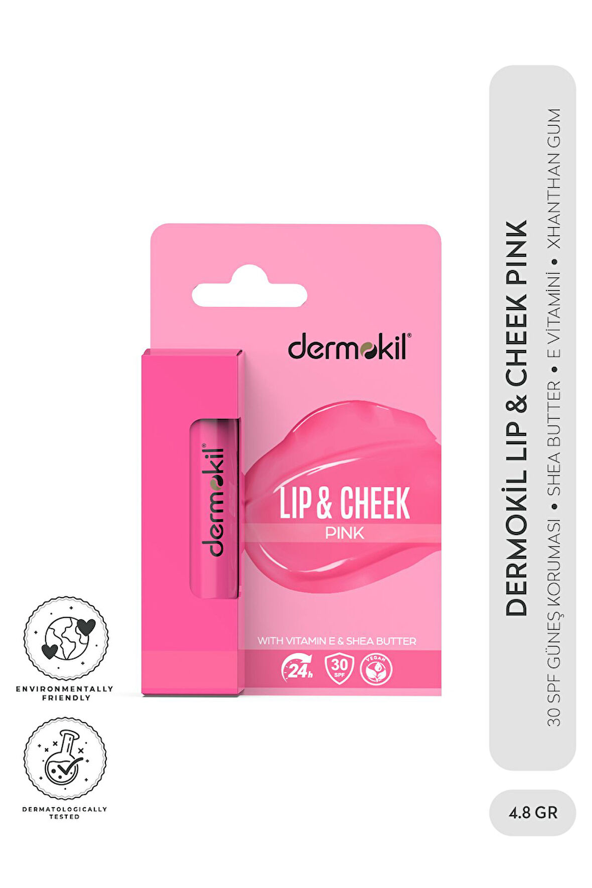 DERMOKİL Renkli Dudak ve Yanak Nemlendirici Bakım Kremi 30 spf Pink