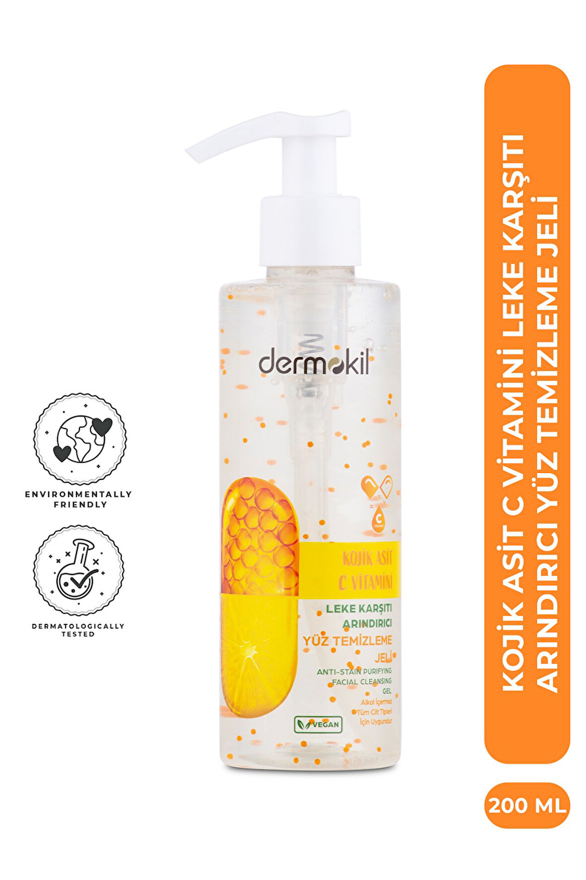 Dermokil Kojik Asit C Vitamini Leke Karşıtı Arındırıcı Yüz Temizleme Jeli 200 ml