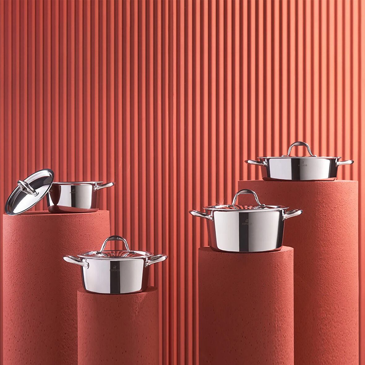 Karaca 3ply Powersteel 316 Çelik Indüksiyon Tabanlı Konik 8 Parça Petekli Çelik Tencere Seti