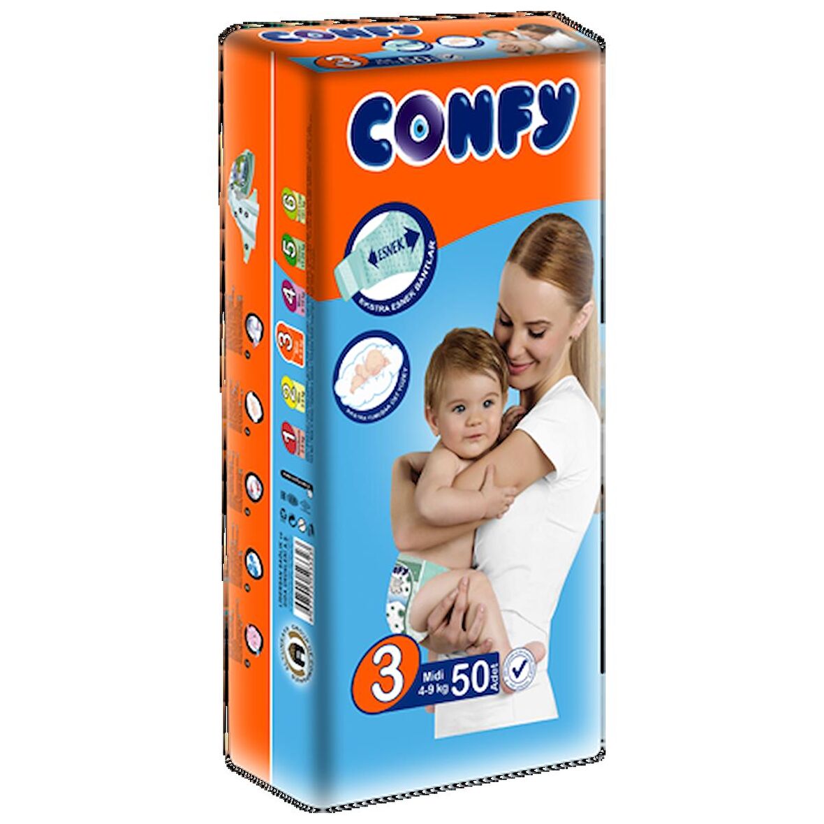 Confy 3 Numara Midi 50'li Bel Bantlı Bez