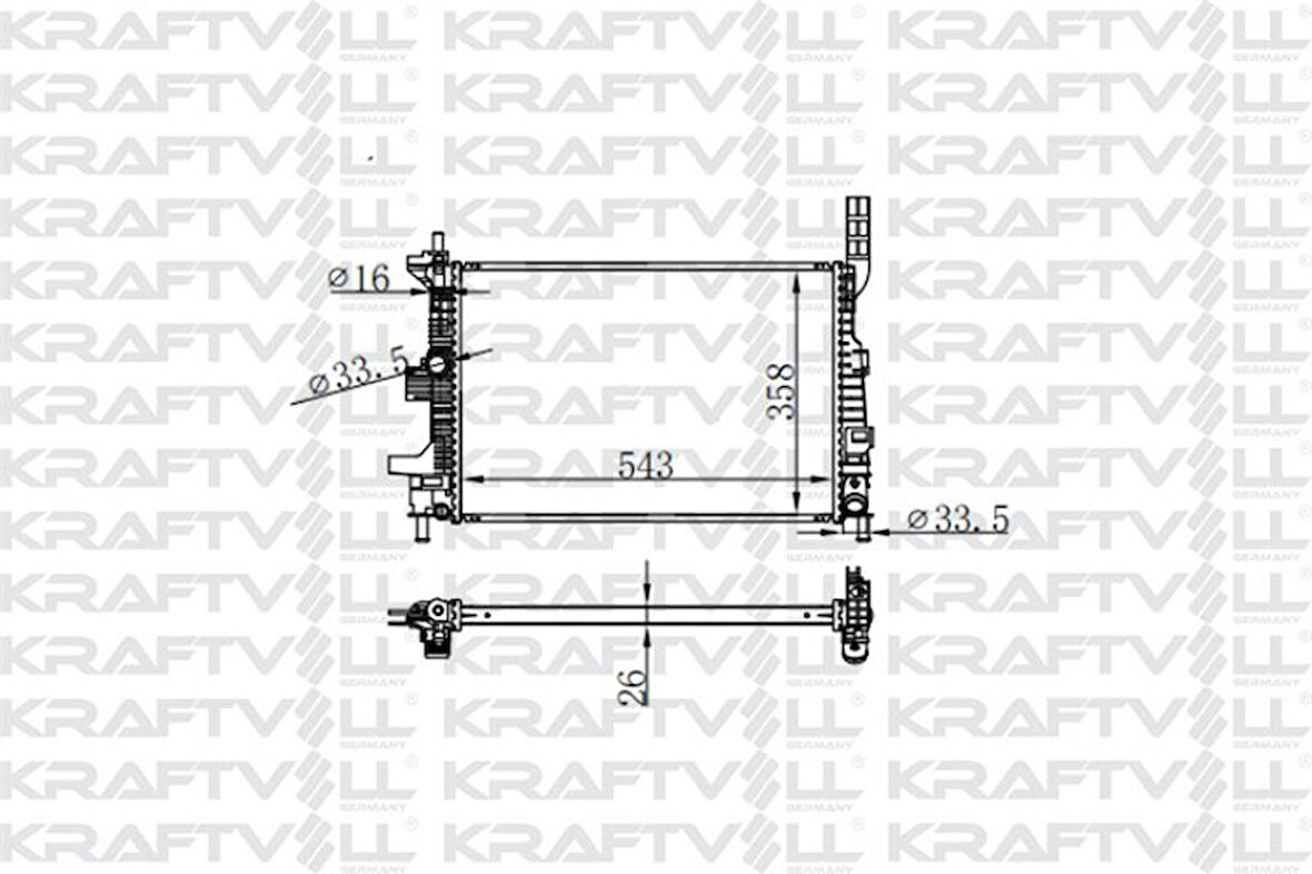 Ford Motor Su Radyatoru (brazıng) Fucus 1.5 - 1.6 Tdci 11> Yeni Connect 14> 1.5 - 1.6 Tdci Olcu: (545 X 3 - Kraftvoll 08040069