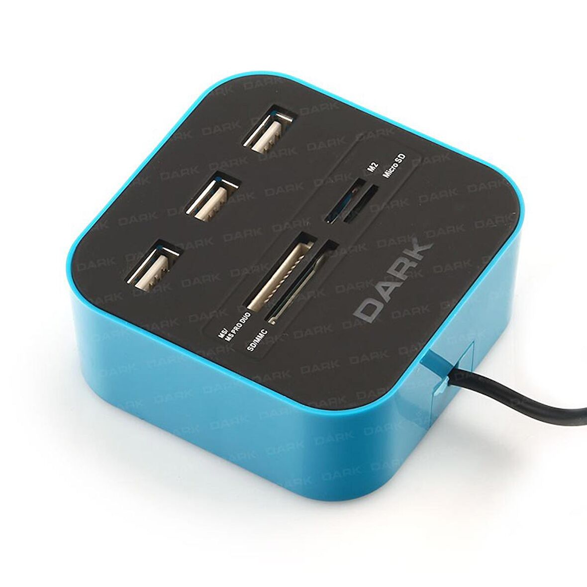 Dark DK-AC-UCR202BL UCR202 Mavi 3 Port USB 2.0 Çoklayıcılı Kart Okuyucu