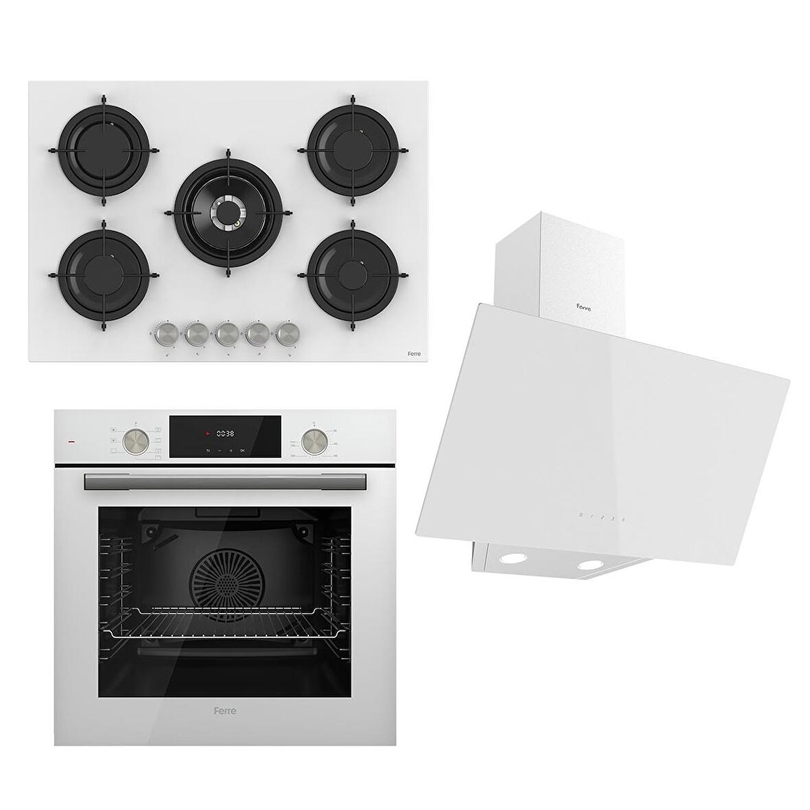 Ferre FLOWART  Serisi Beyaz Set (RS036 + QMS63CB +D078 )