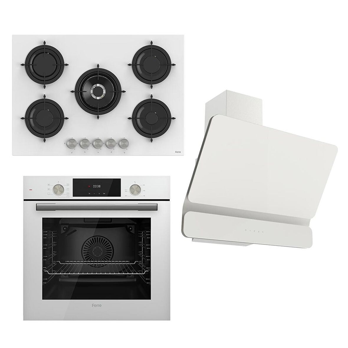Ferre FLOWART  Serisi Beyaz Set (RS036+ QMS63CB +D081 )