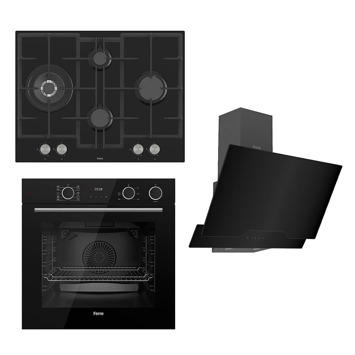 Ferre STEAMART&FRYART Serisi Buharlı Pişirme Siyah Set (ED075 + XE64CS +D063 )