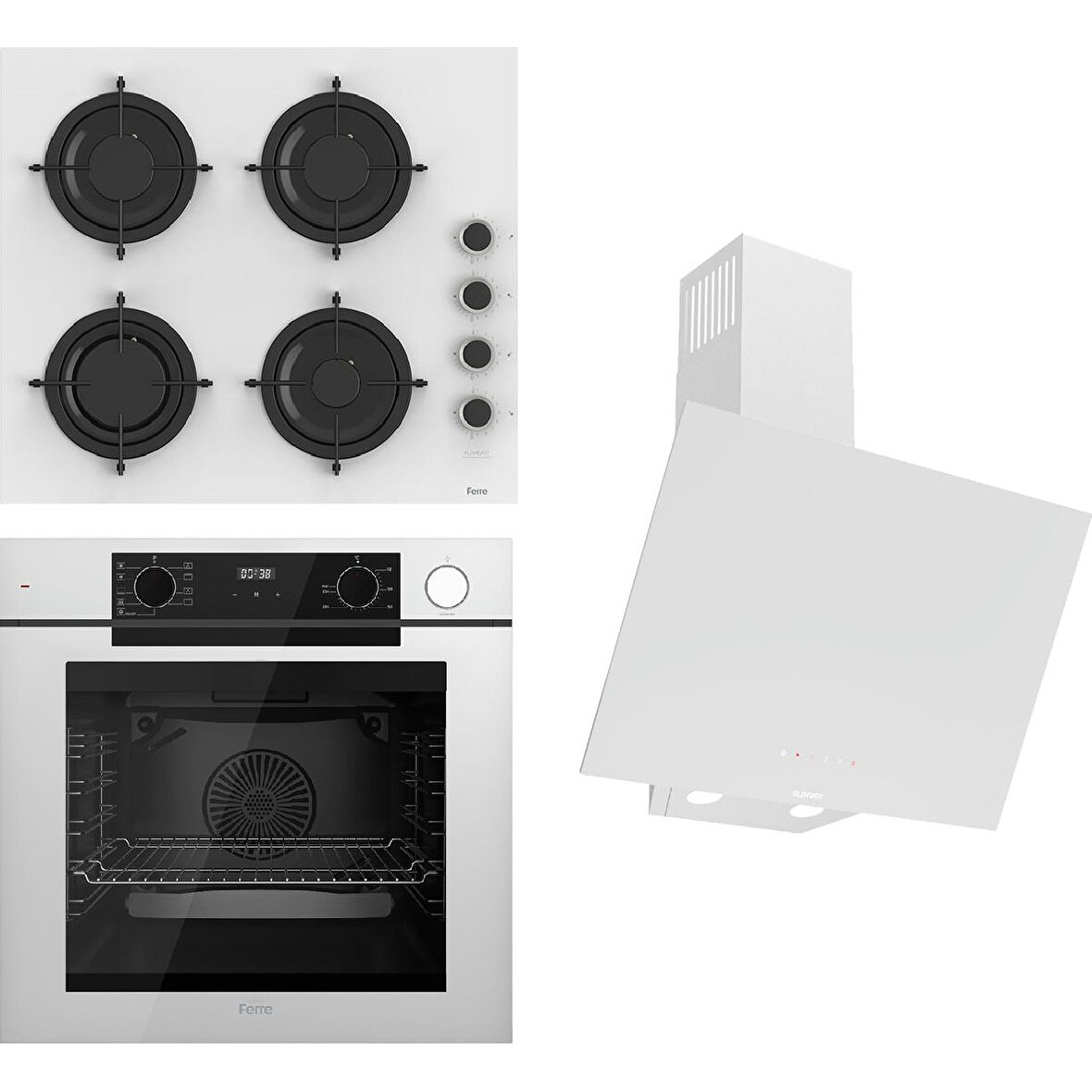 Ferre Steamart-Fryart-Sılentart Serisi Beyaz Set (CS206-FA + QEP64CB +D078-SA ) - Emaye Izgara