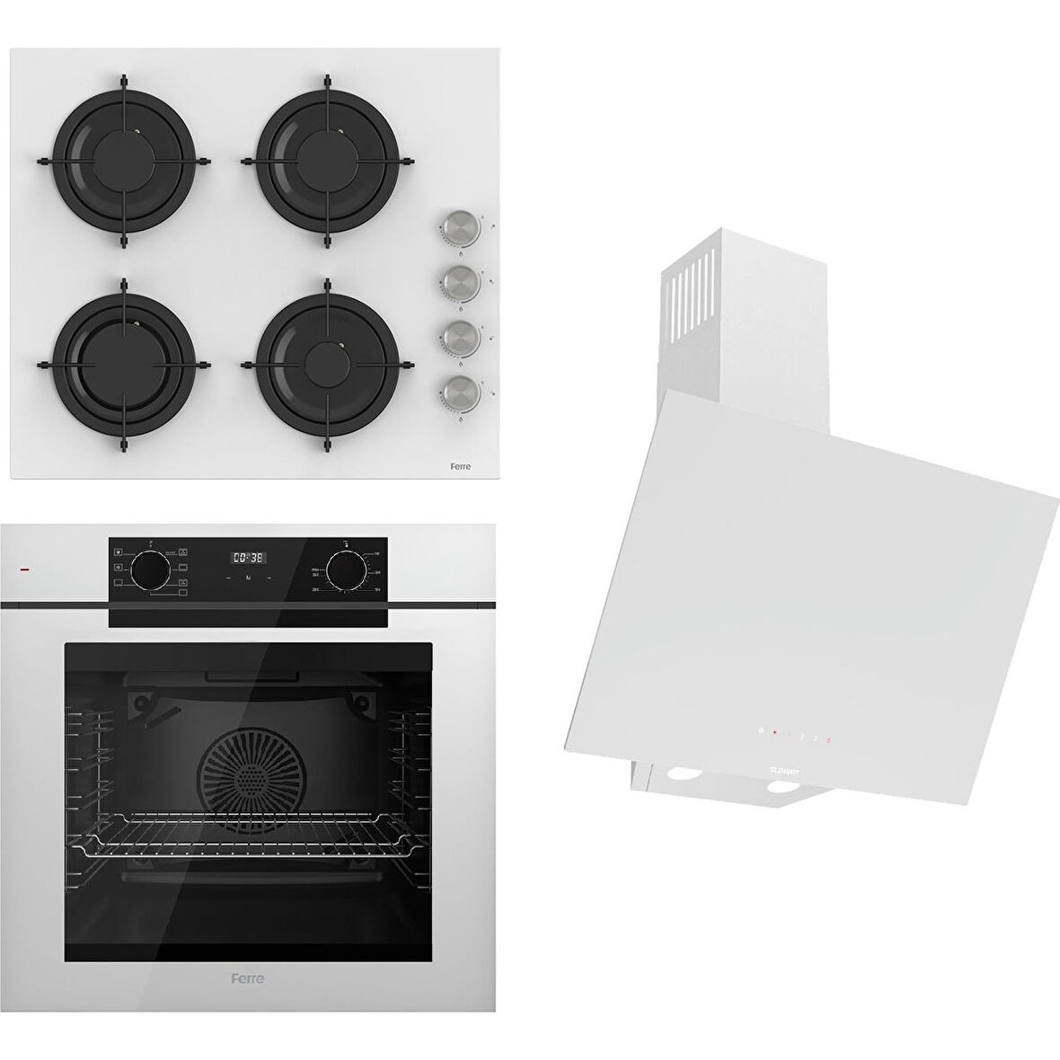 Ferre Steamart-Fryart-Sılentart Serisi Beyaz Set (CS206 + QEP63CB +D078-SA) - Emaye Izgara