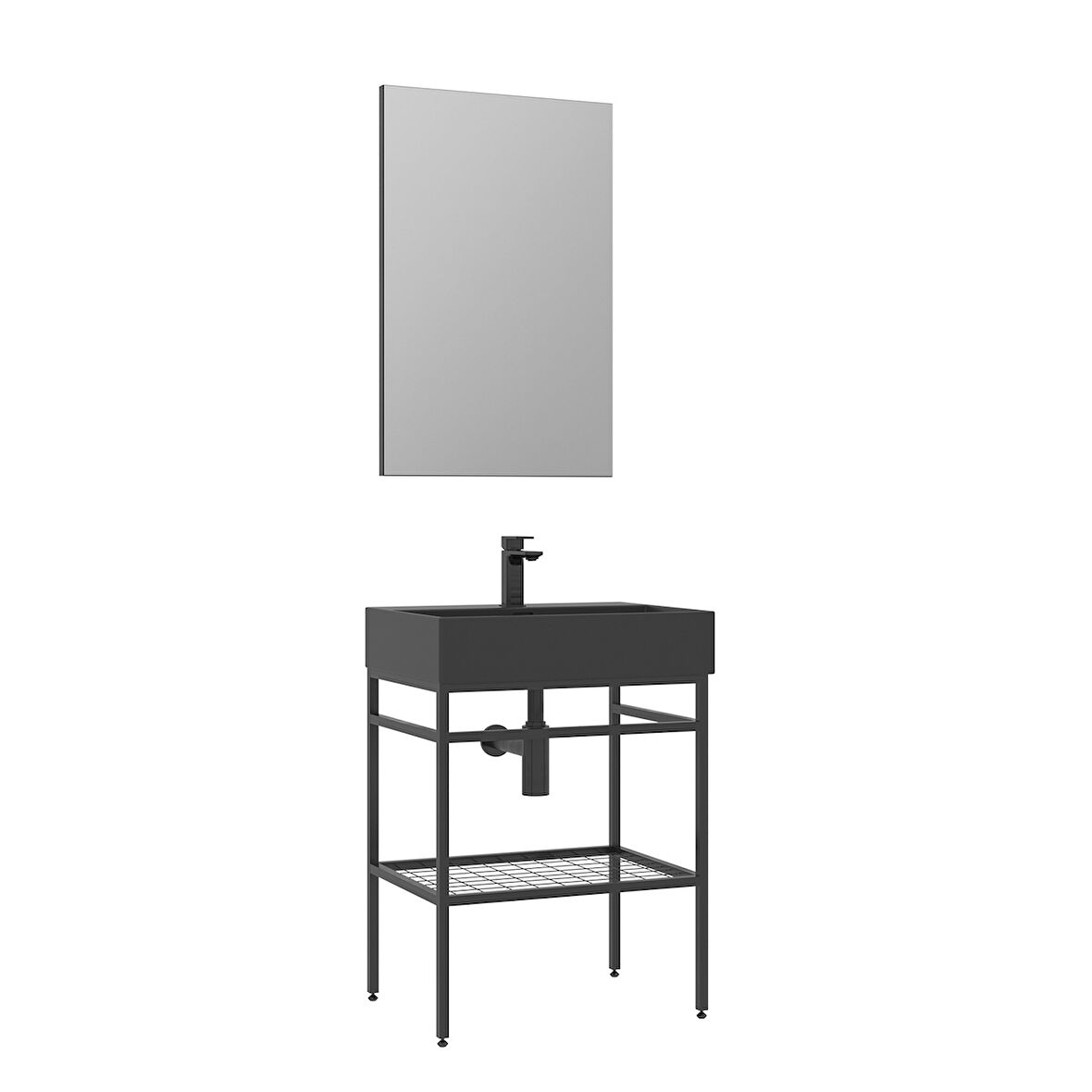 Orka Capetown 60 Cm Banyo Dolabı Takımı Siyah Lavabo Mat Siyah