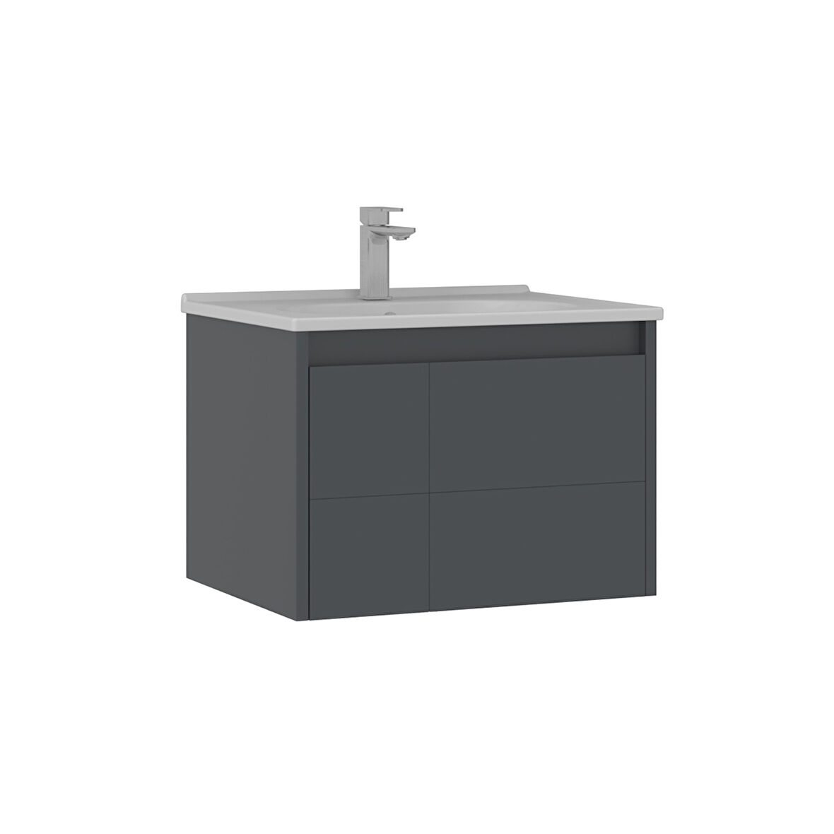 Orka Likya 65 Cm Banyo Alt Dolabı Lavabo Dahil Mat Antrasit
